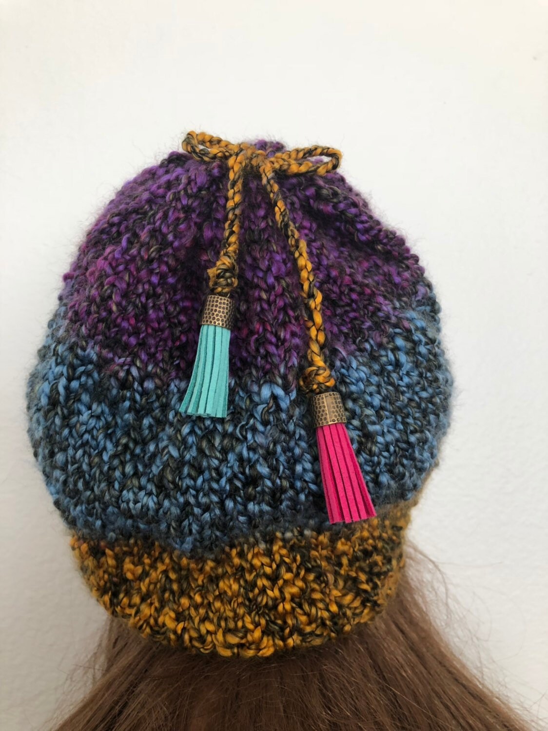 Hand Knits 2 Love Hat Beanie Slouch Designer Fashion Tassels  display picture 1