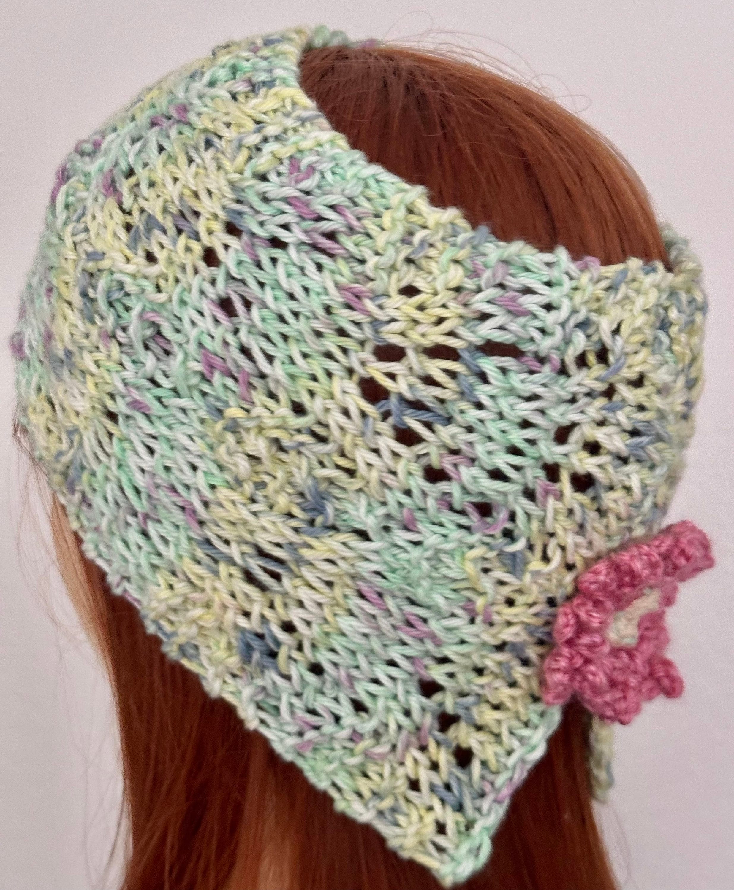 Hand Knits 2 Love Headband Bandana Headwrap Flower Mint  display picture 1