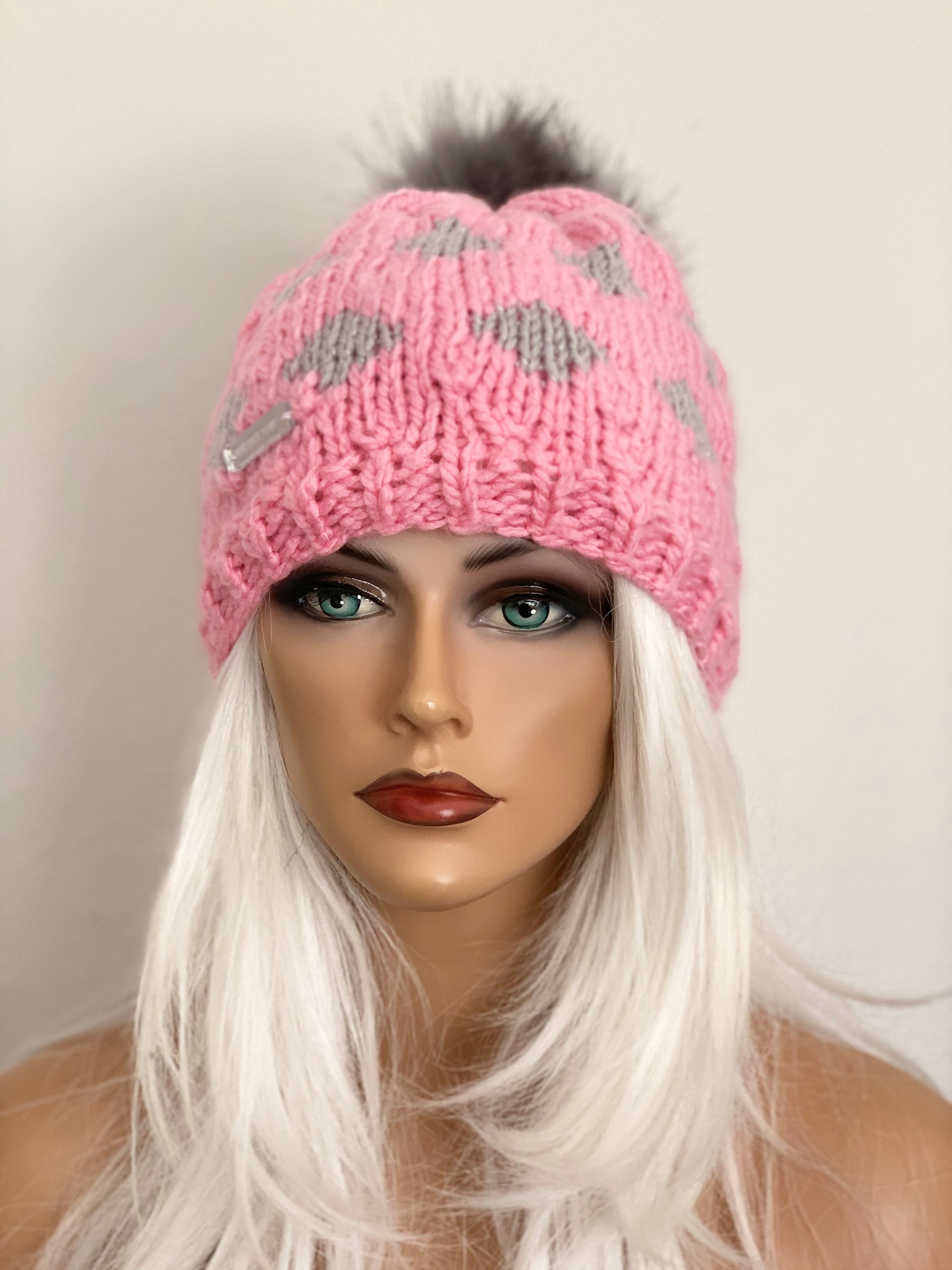 Hand Knits 2 Love Beanie Hat Cap Designer Fashion Faux Fur  display picture 3