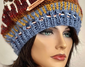 Hand Knits 2 Love Slouch Hat Beanie Cap Tam Fair-isle  display picture 3