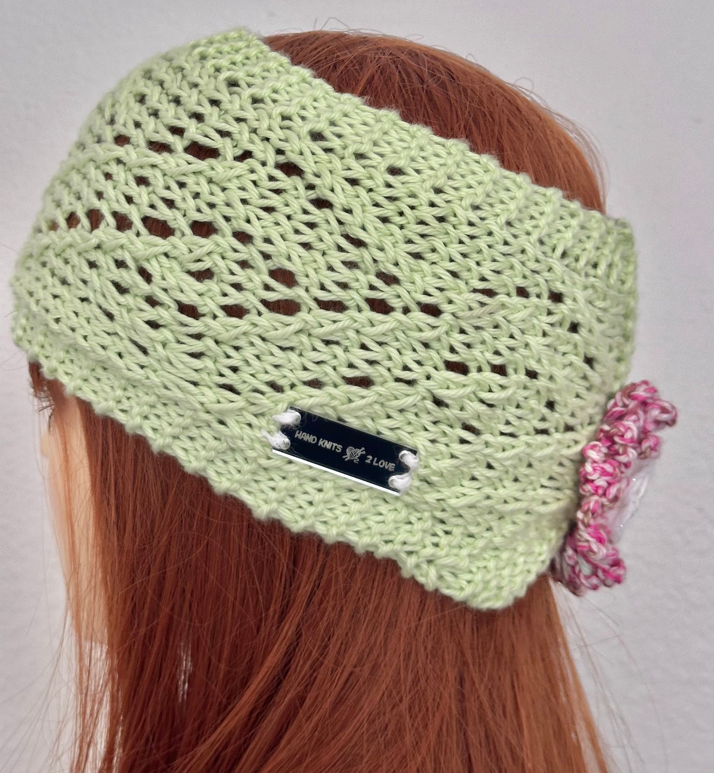 Hand Knits 2 Love Headband Bandana Headwrap Lace Flower Designer Four Seasons Hand Knits 2 Love Headband Bandana Headwrap Flowers Lacey  main image 3