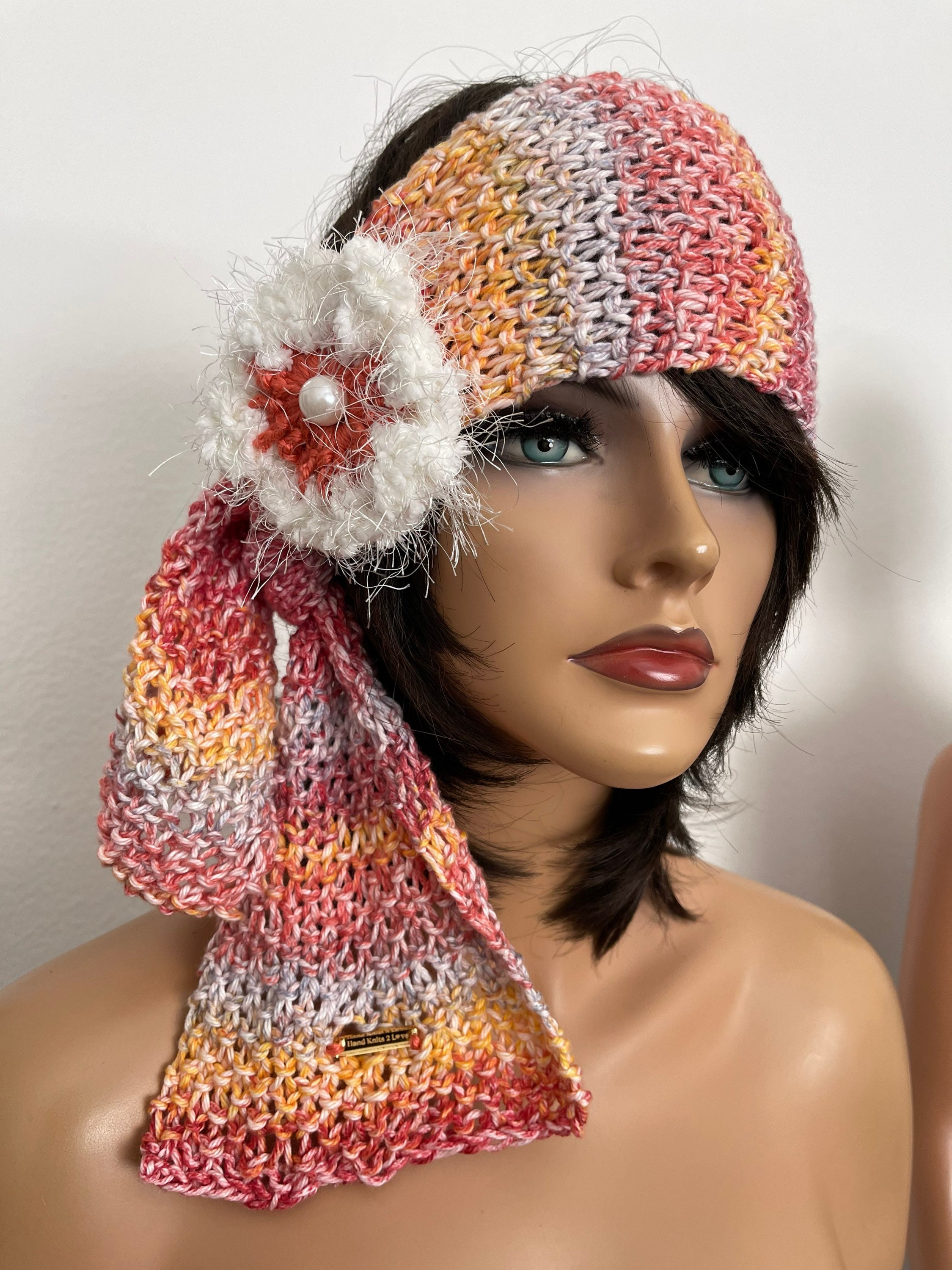Hand Knits 2 Love Cotton Headband Bandana Heardwrap Cowl Designer Hip Multicolor Hand Knits 2 Love Cotton Bandana Scarf Headband Cap  main image 2