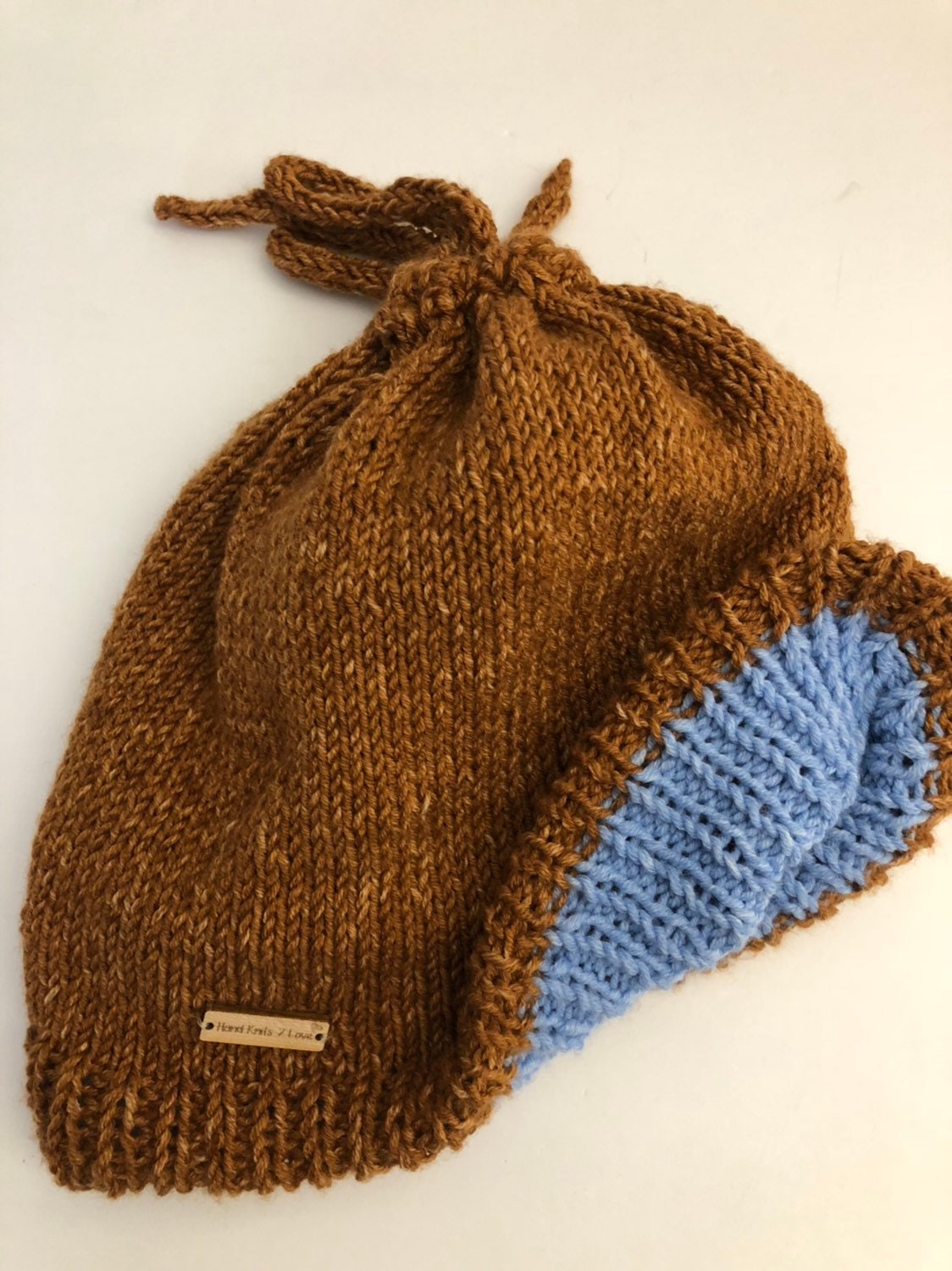 Hand Knits 2 Love Beanie Hat Cap Reversible Soft Hand Knits 2 Love Beanie Reversible Two Sided Two Ply Ties  main image 4