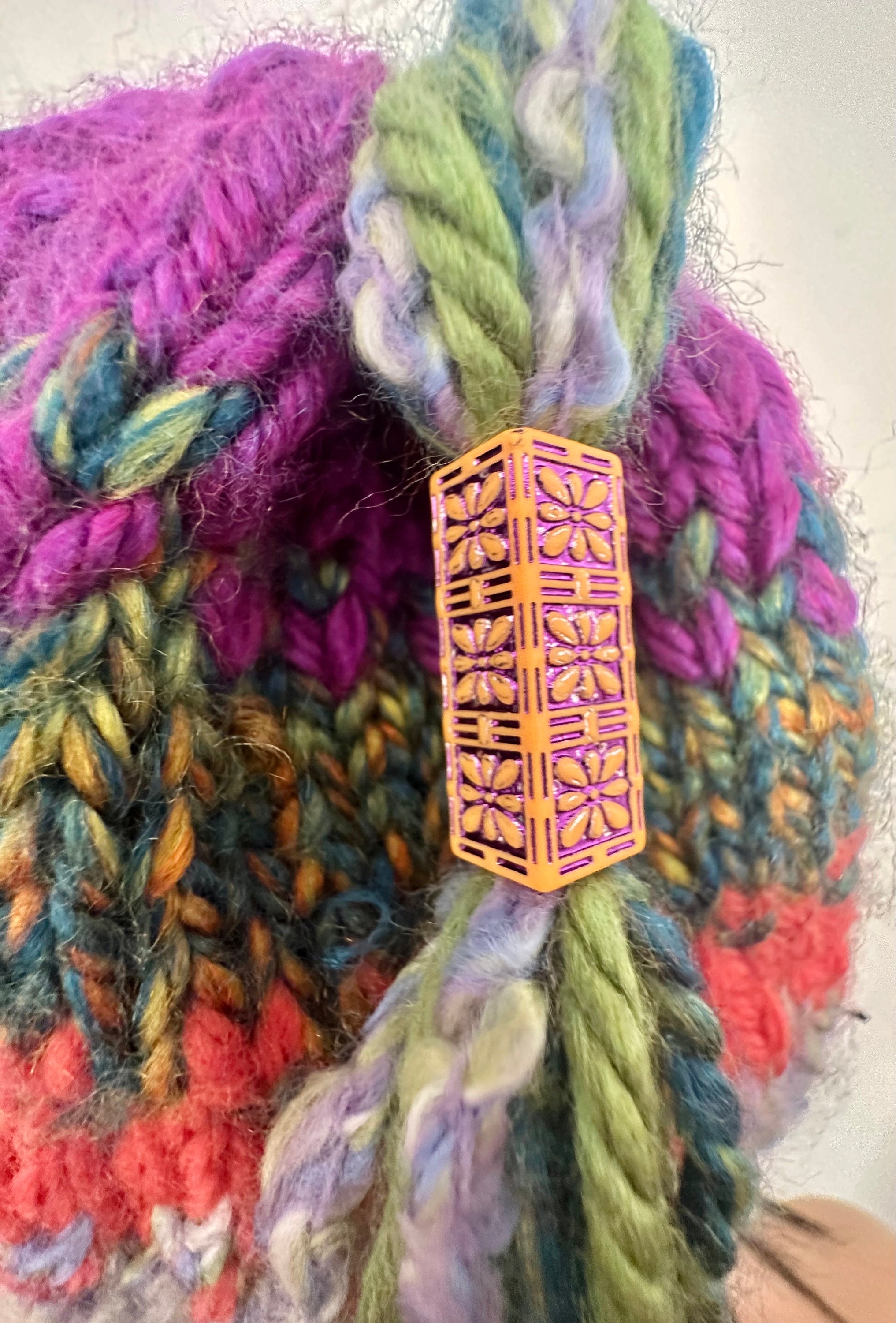 Hand Knits 2 Love Hat Beanie Cap Fair-isle Big Bead Tassel  display picture 2