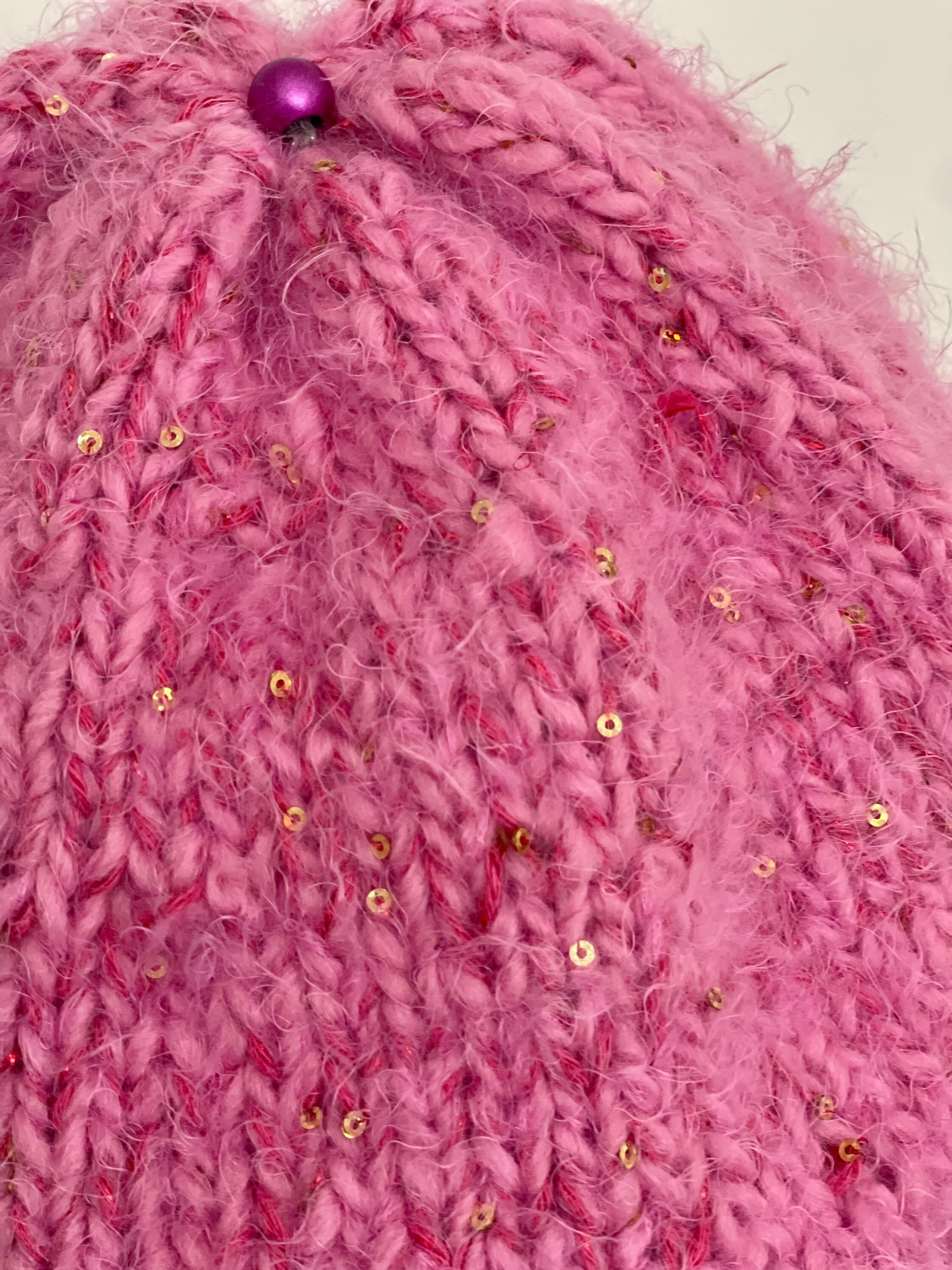 Hand Knits 2 Love Slouch Beanie Hat Cap Chemo Flower Bead 