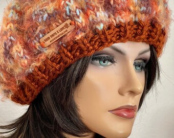 Hand Knits 2 Love Slouch Beanie Hat Cap Tam Rustic Ombre  display picture 3