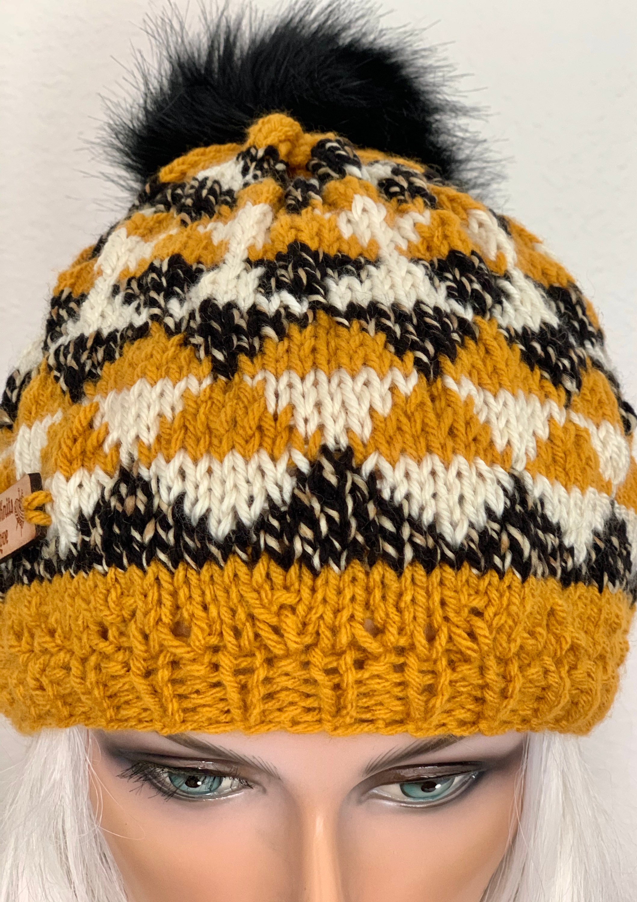 Hand Knits 2 Love Slouch Beanie Cap Hat Plaid Fair-isle Faux Fur Pom Pom Design Vintage Fair Isle Pom-pom Beanie In Lambswool For Women | J.Crew main image 4