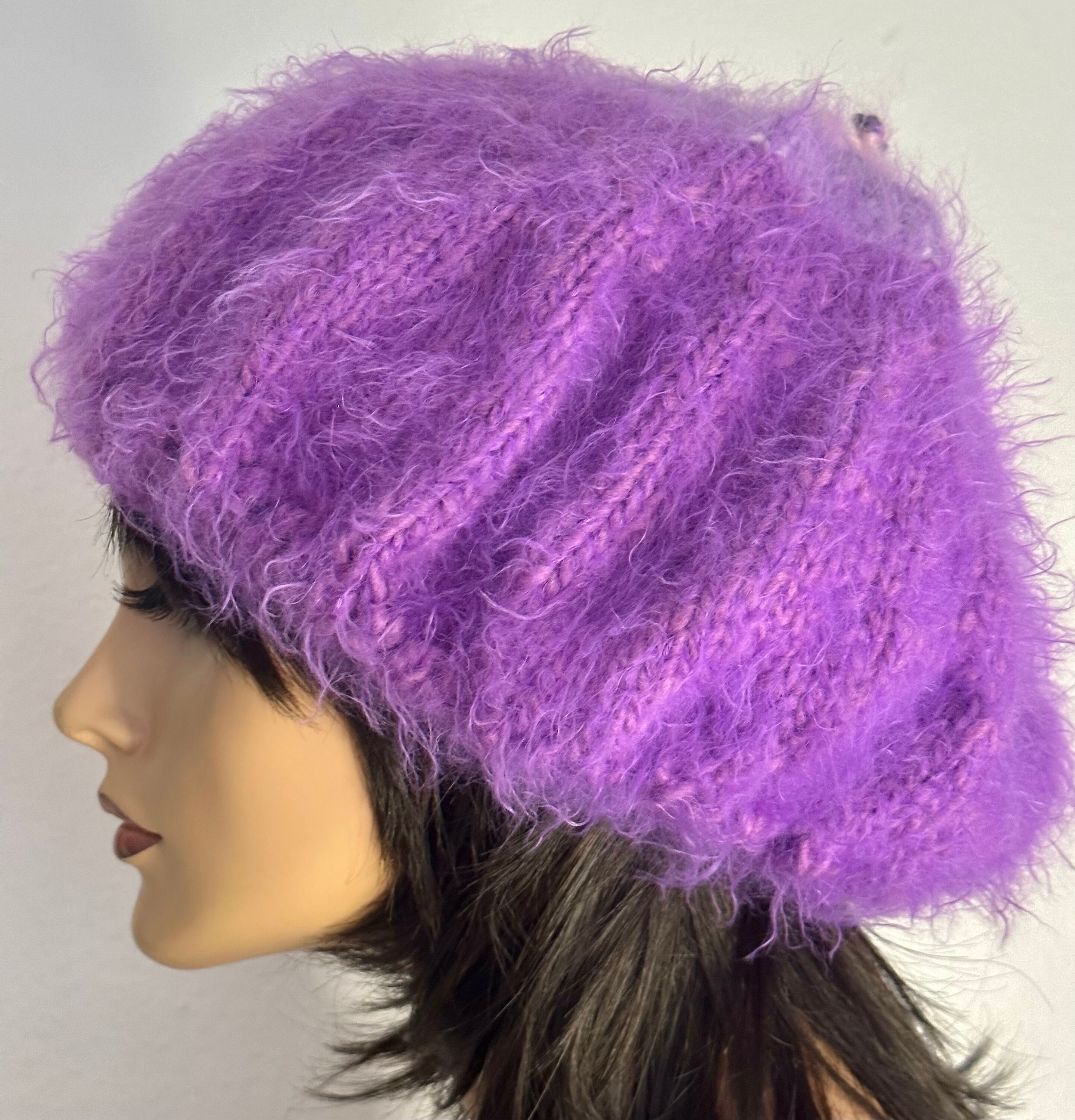 Hand Knits 2 Love Slouch Beanie Hat Cap Beret Flowers Beads  display picture 2