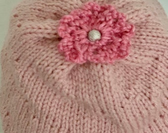 Hand Knits 2 Love Slouch Beanie Hat Cap Beret Pale Pink  display picture 1
