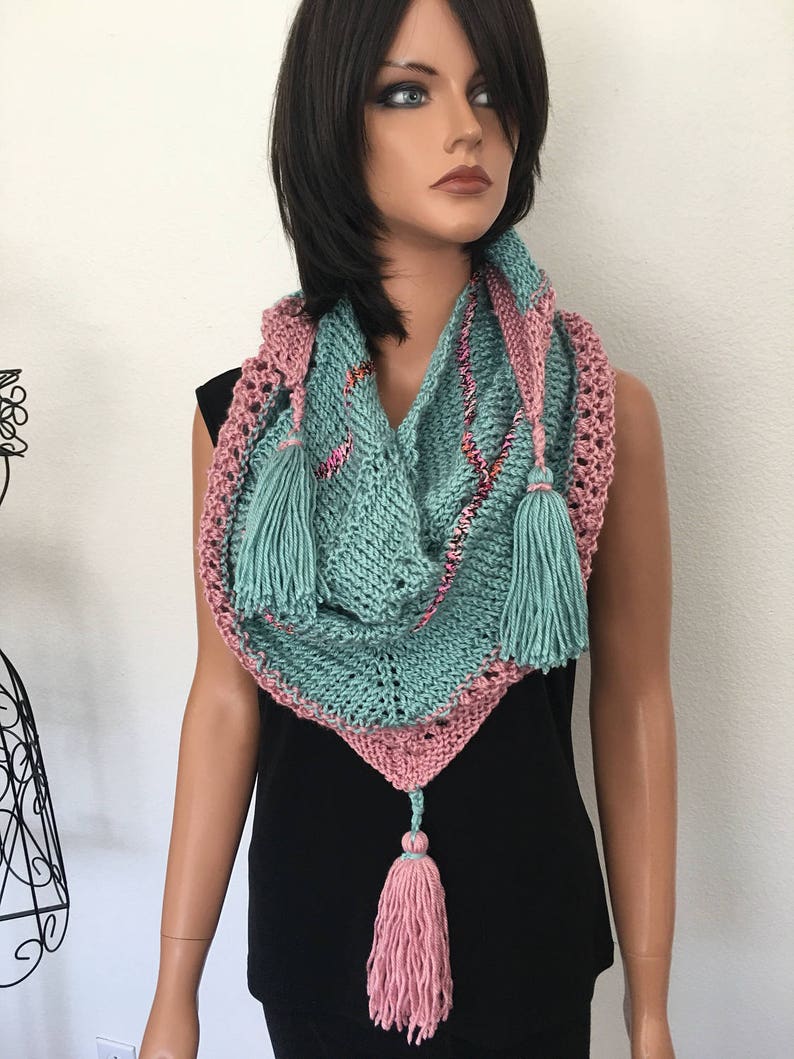 Tassel Boat Neck Knit Shawl