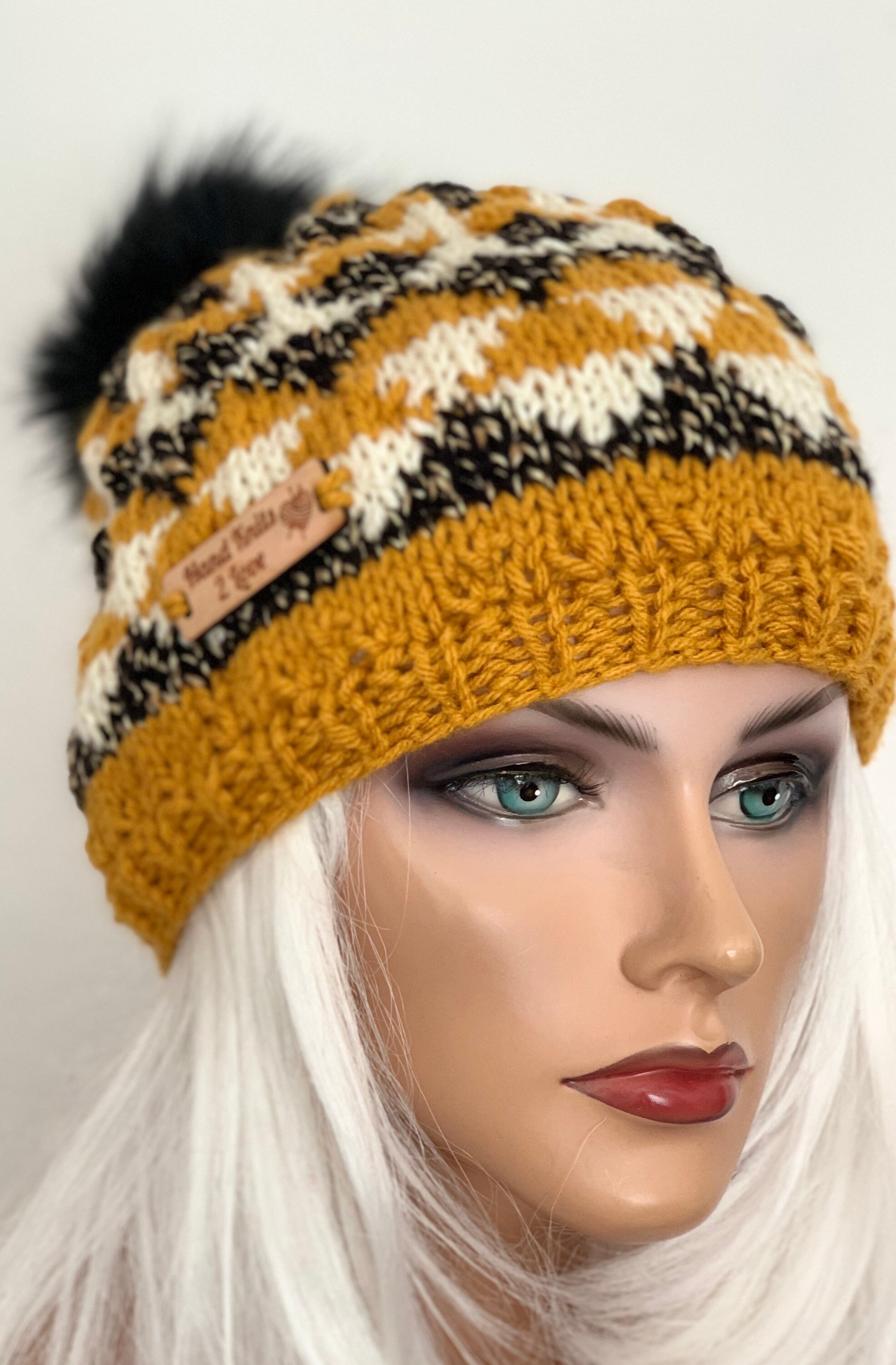 Hand Knits 2 Love Beanie Cap Hat Slouch Plaid Fair-isle  display picture 1