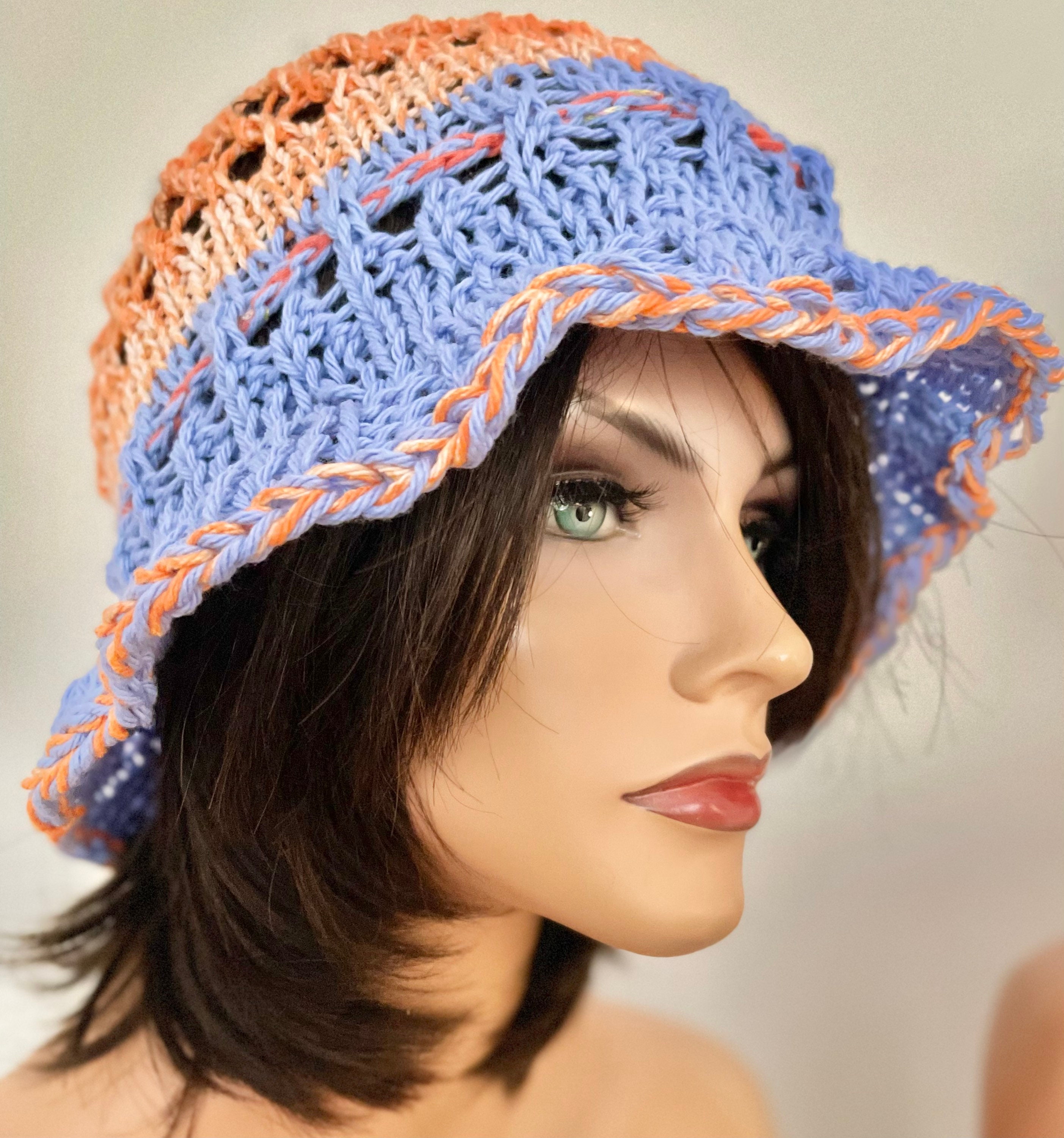 Hand Knits 2 Love Cotton Brim Hat Cap Adjustable Fit Tie  display picture 1