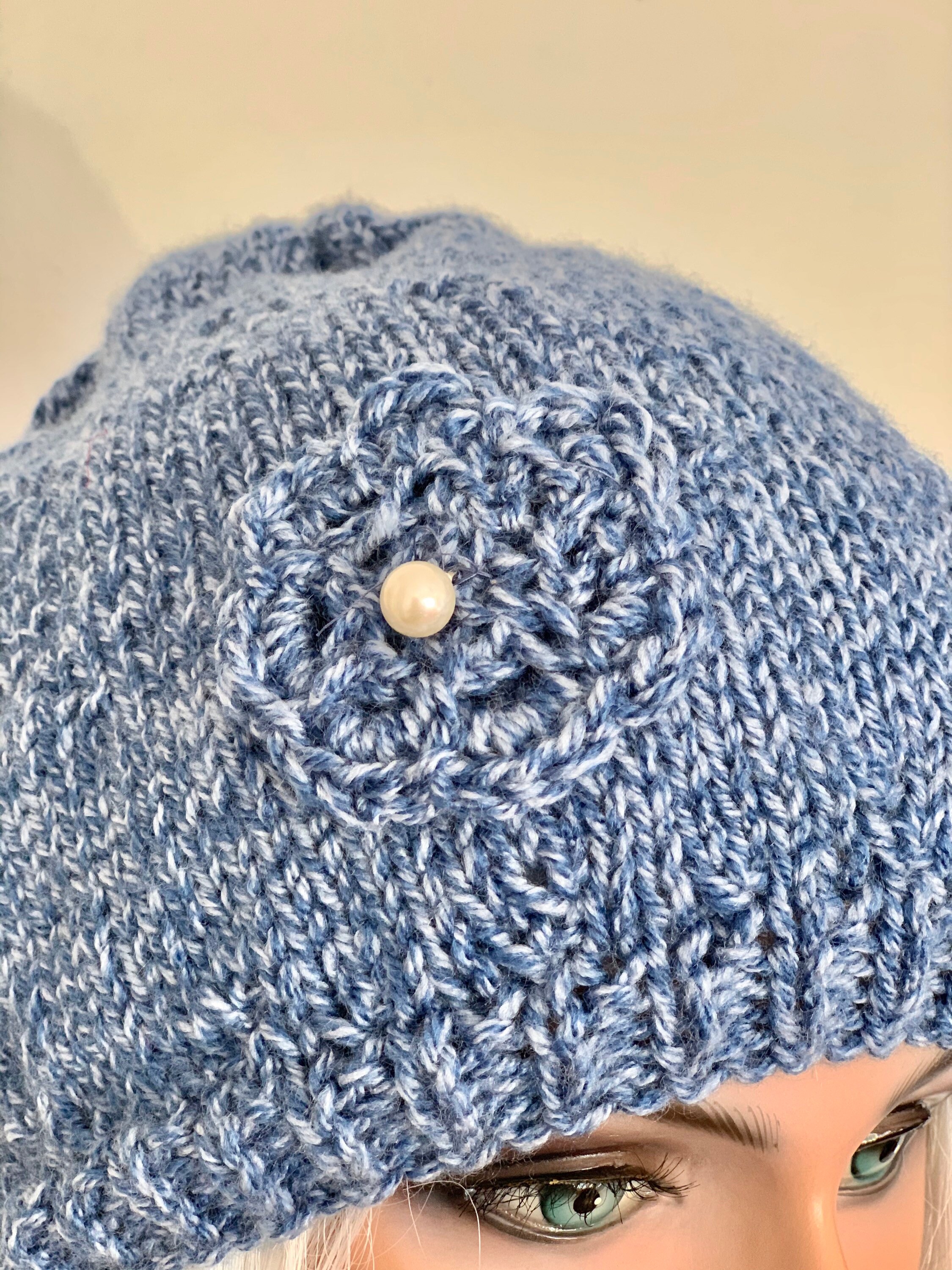 Hand Knits 2 Love Slouch Beanie  Hat Adjustable  Fit Good Pearl Designer Hand Knits 2 Love Slouch Beanie Cap Hat Designer Fashion  main image 4