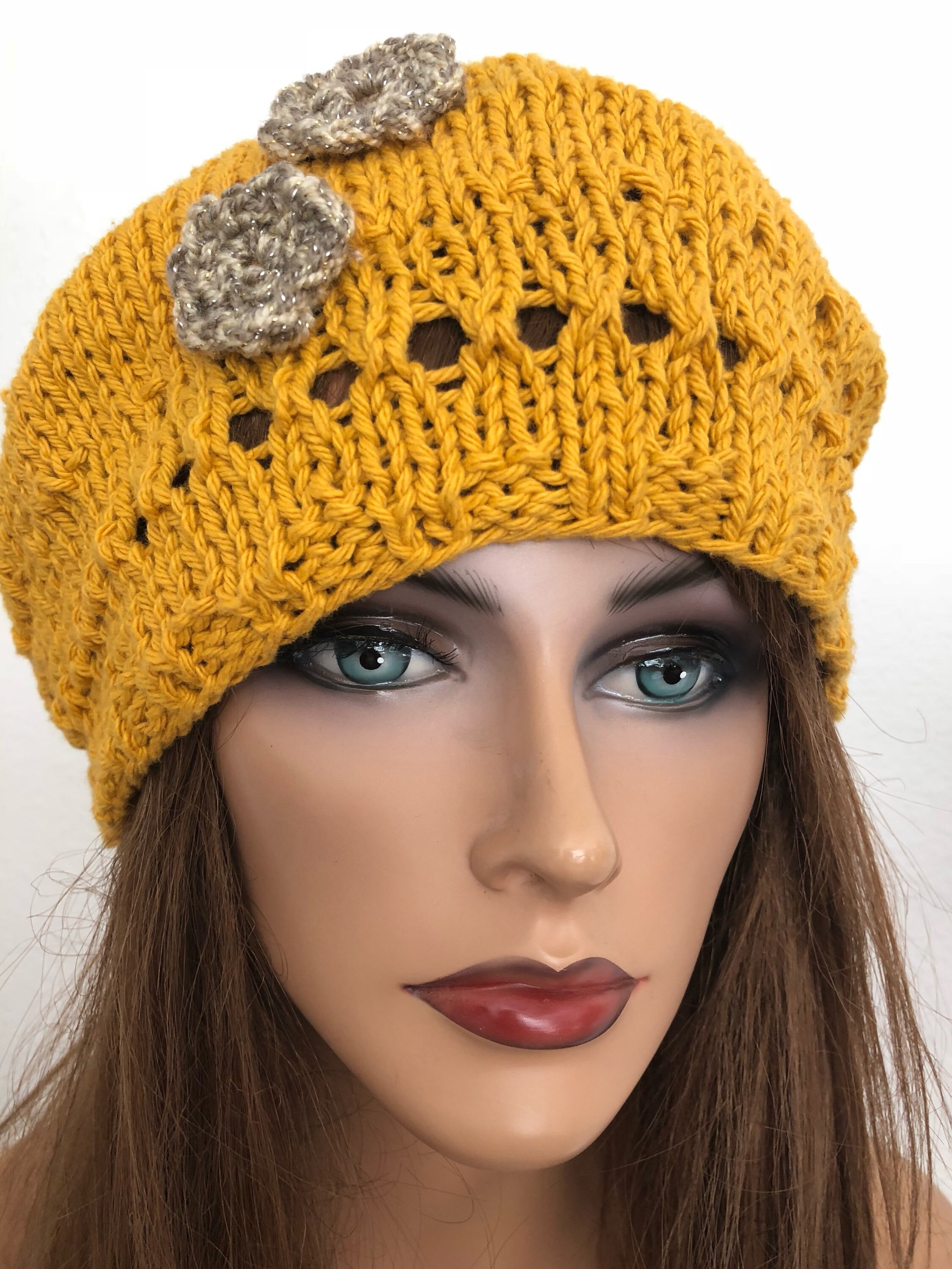 Hand Knits 2 Love Cotton Slouch Hat Beret Spring Summer