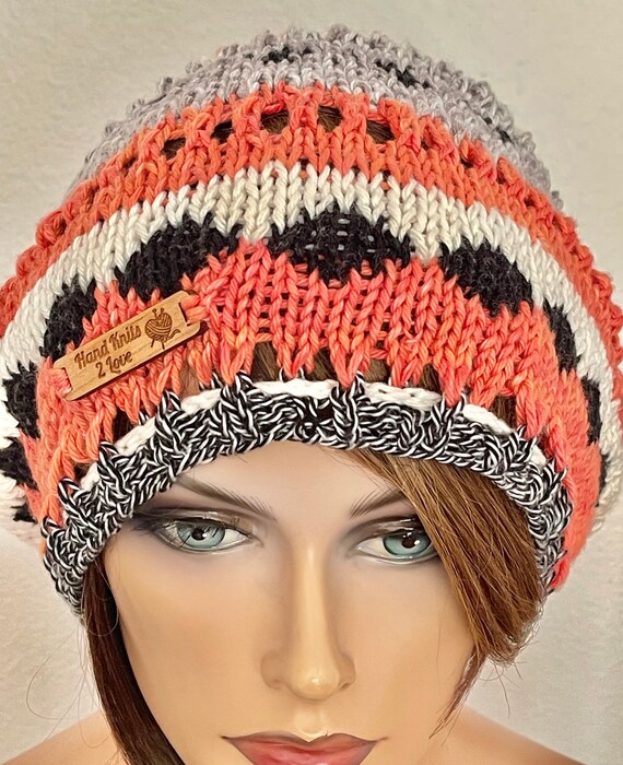 Buy Hand Knits 2 Love Cotton Slouch Hat Cap Fair-isle Beanie  display picture 1