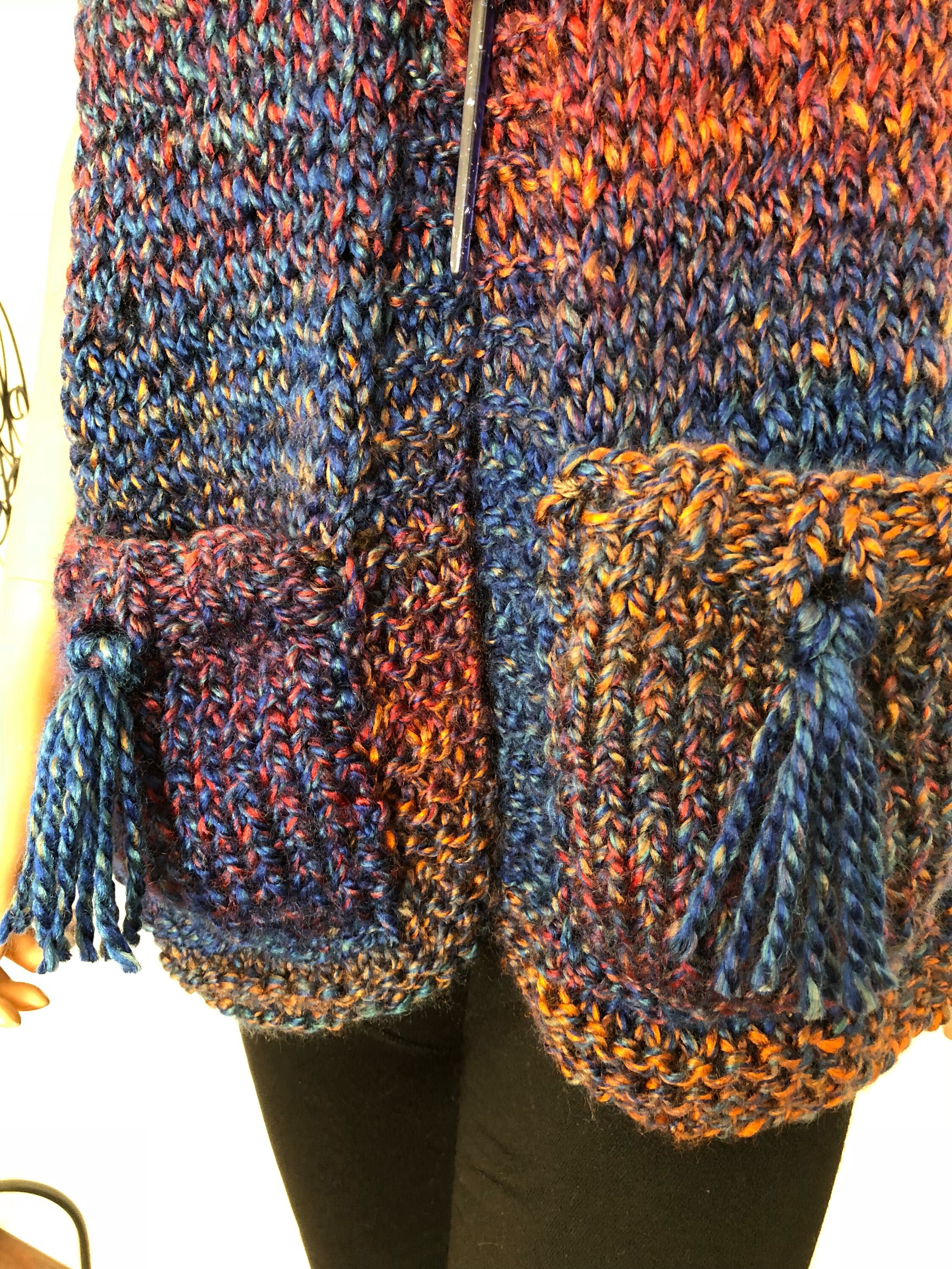 Hand Knits 2 Love Hat Scarf Set Beanie Shawl Pockets Fringe  display picture 2