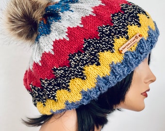 Hand Knits 2 Love Slouch Hat Beanie Cap Tam Fair-isle Faux  display picture 3