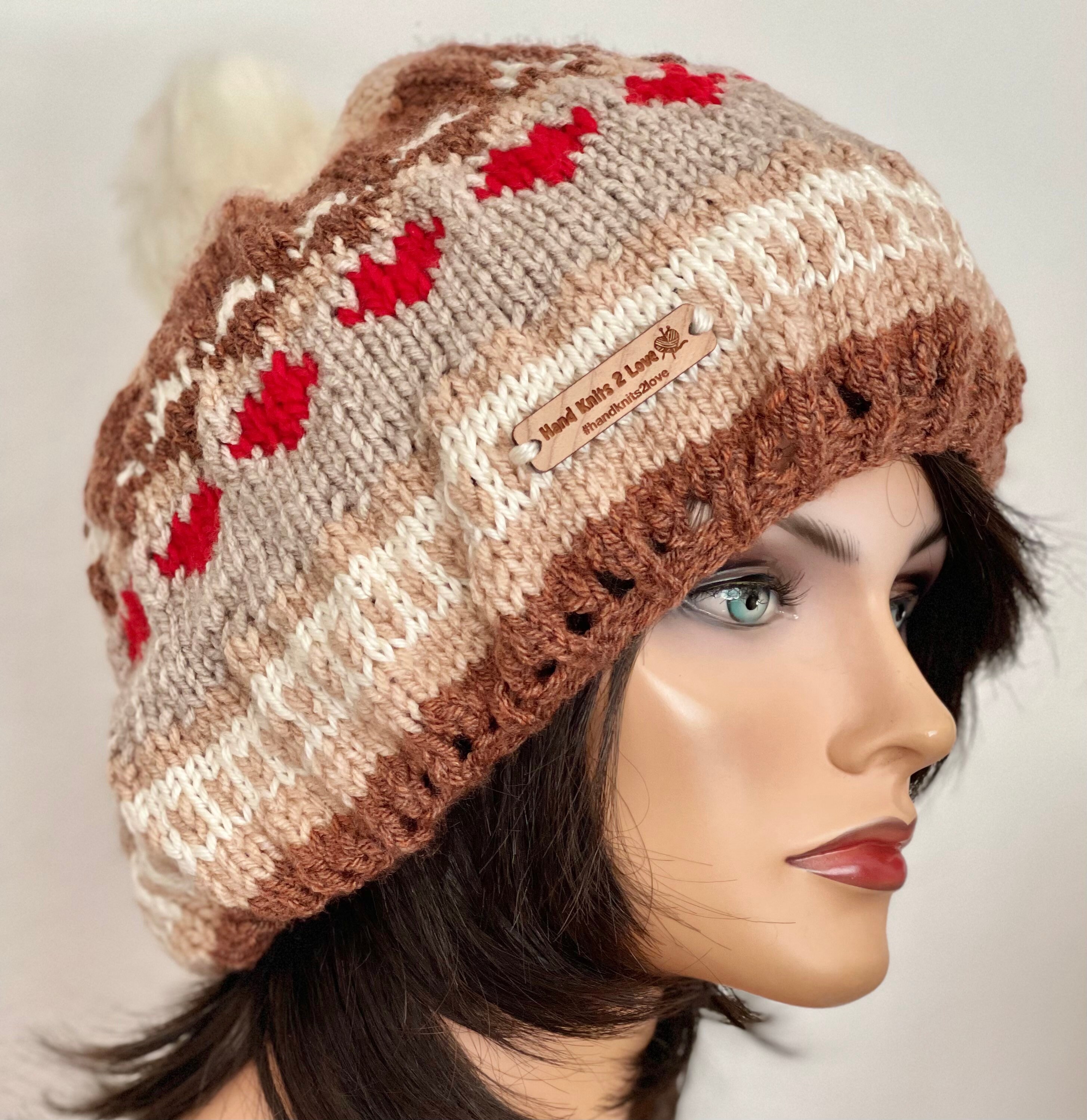 Hand Knits 2 Love Slouch Beanie Hat Cap Beret Tam Fair-isle  display picture 1