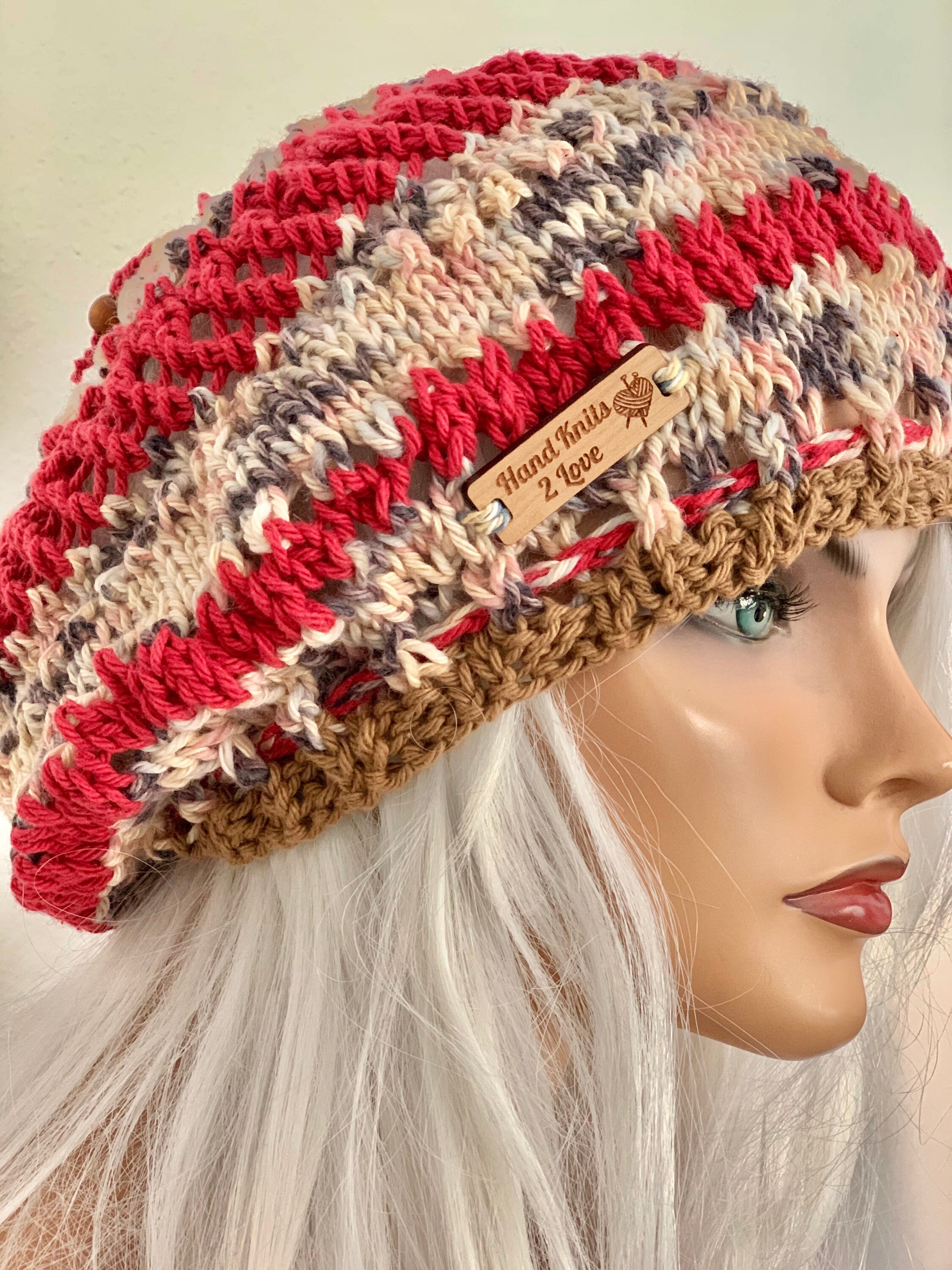 Hand Knits 2 Love Cotton Slouch Hat Beanie Beret Cap Tam 
