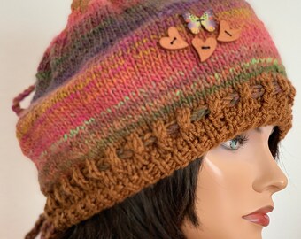 Hand Knits 2 Love Slouch Beanie Hat Cap Tam Ombre Autumn  display picture 3