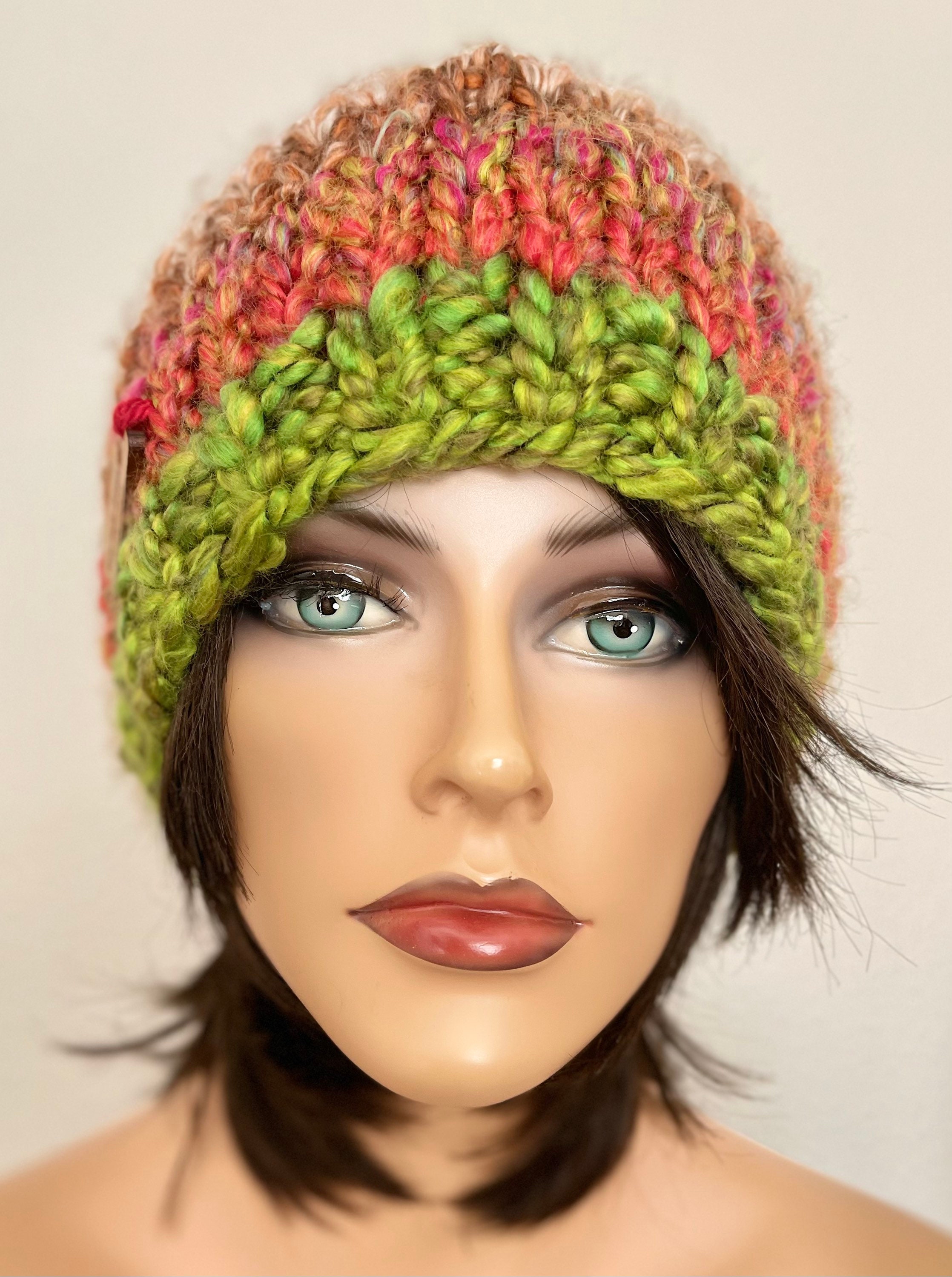 Hand Knits 2 Love Beanie Hat Cap Boucle Chunky Nature  display picture 2