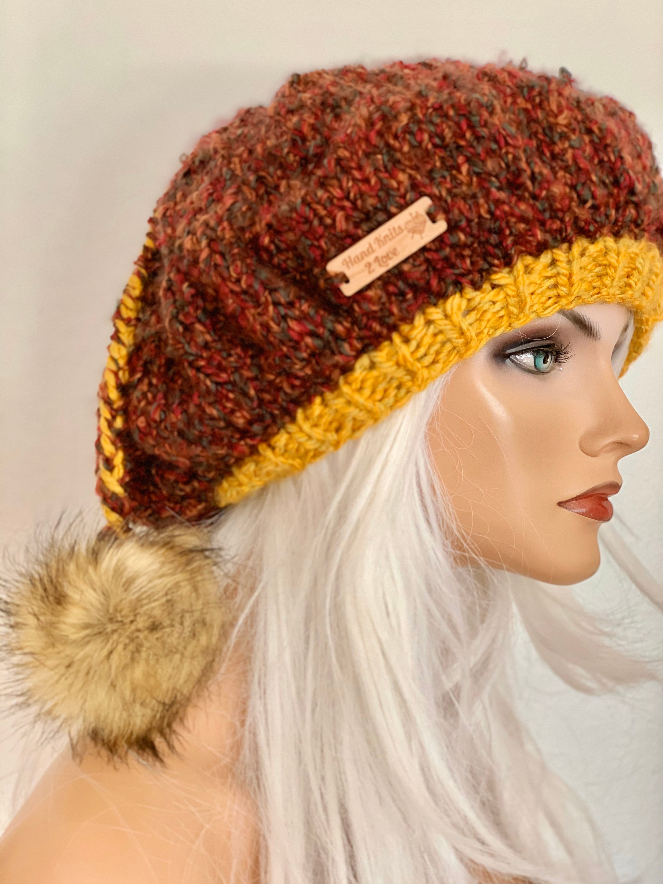 Hand Knits 2 Love Slouch Beanie Hat Beret Cap Tam Designer  display picture 3