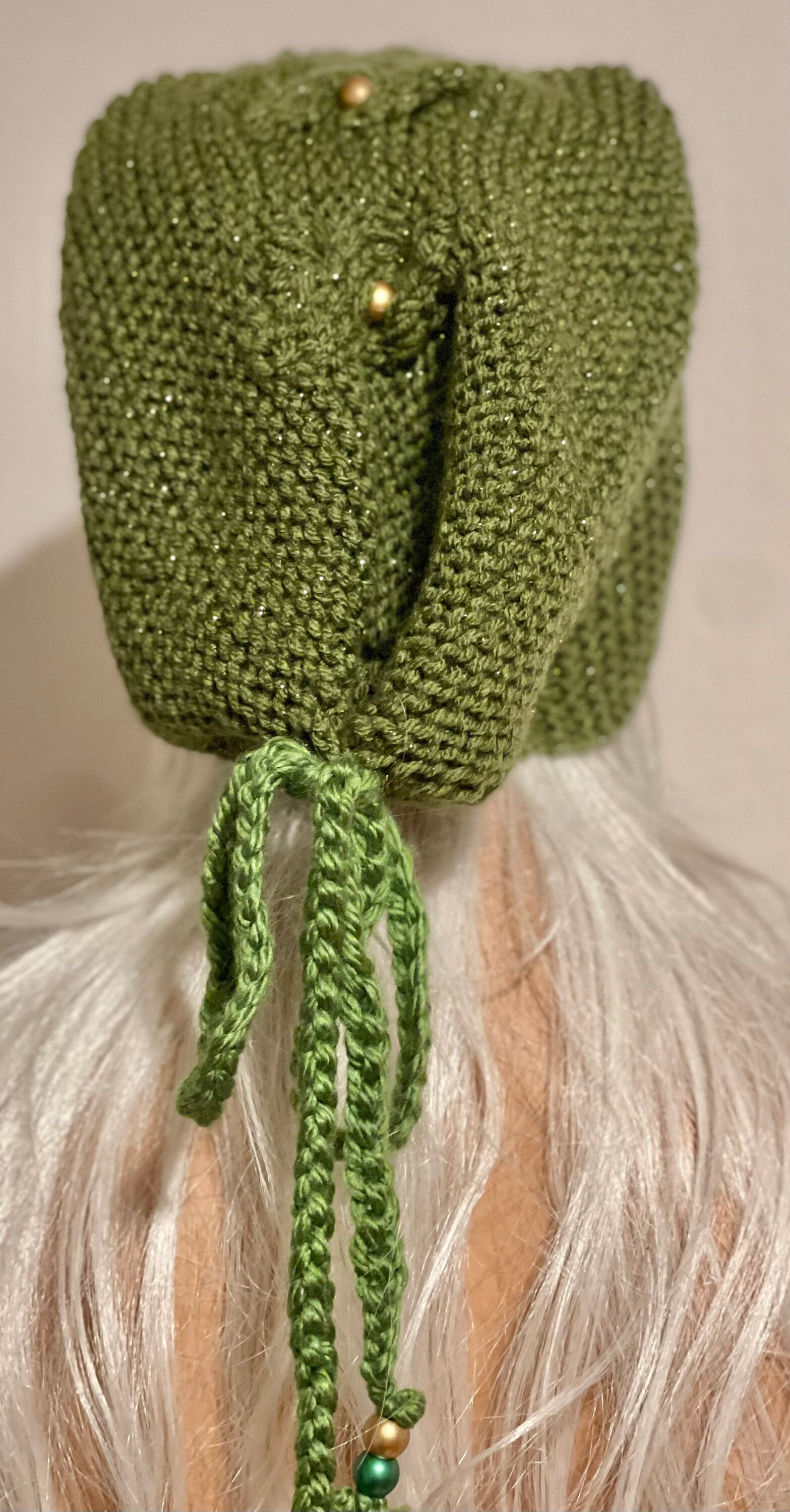 Hand Knits 2 Love Slouch Beanie Hat Cap Braids Beads Tie  display picture 3