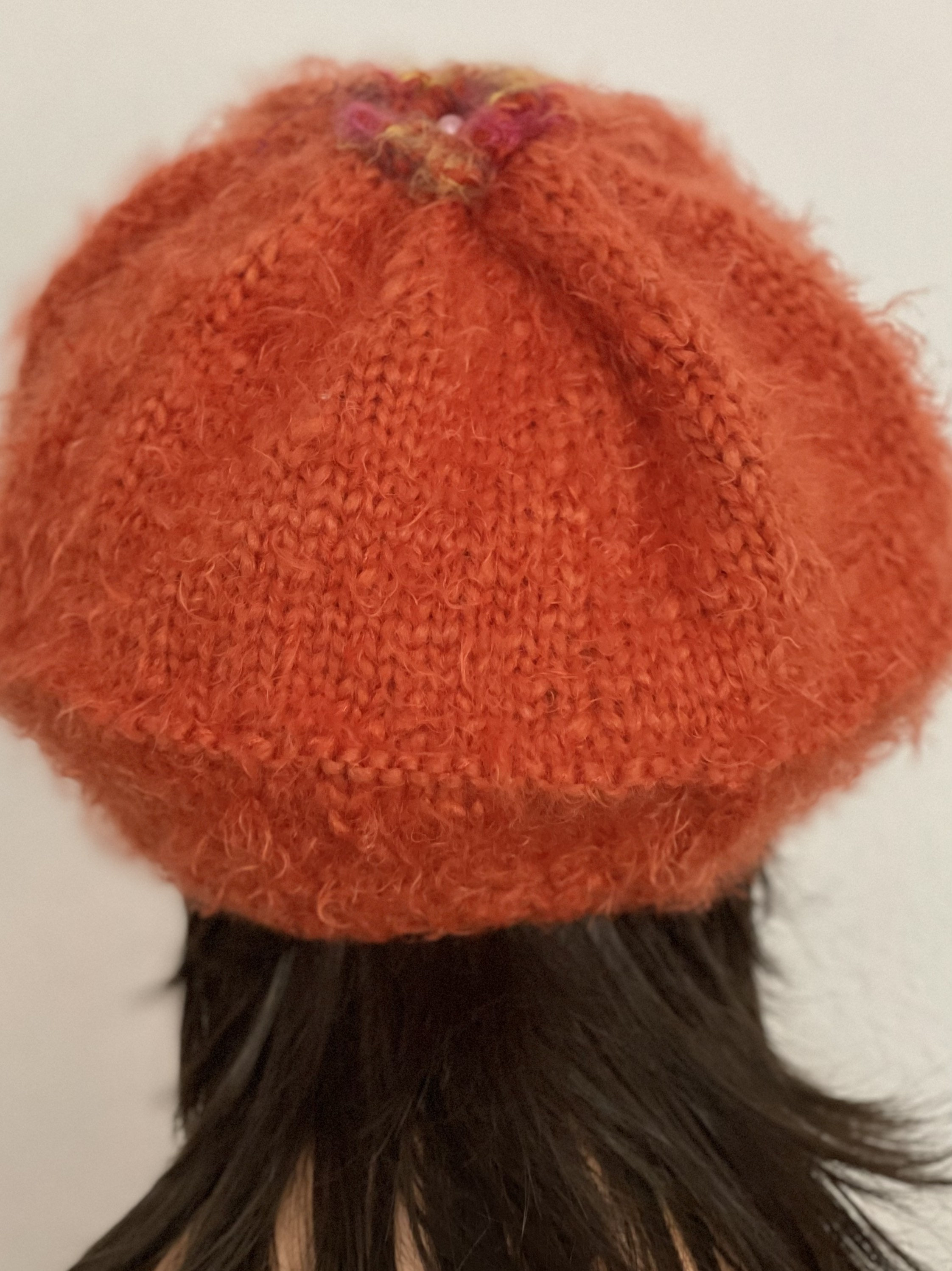 Hand Knits 2 Love Slouch Beanie Hat Cap Beret Flowers Beads 