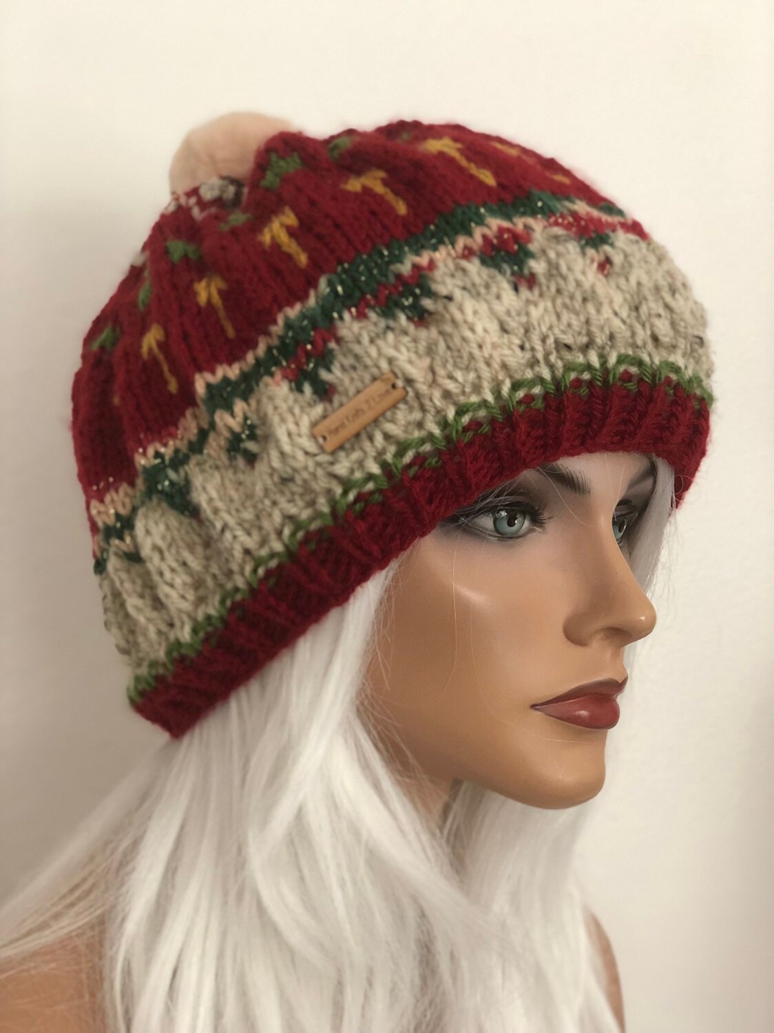 Hand Knits 2 Love Hat Beanie Slouch Cap 