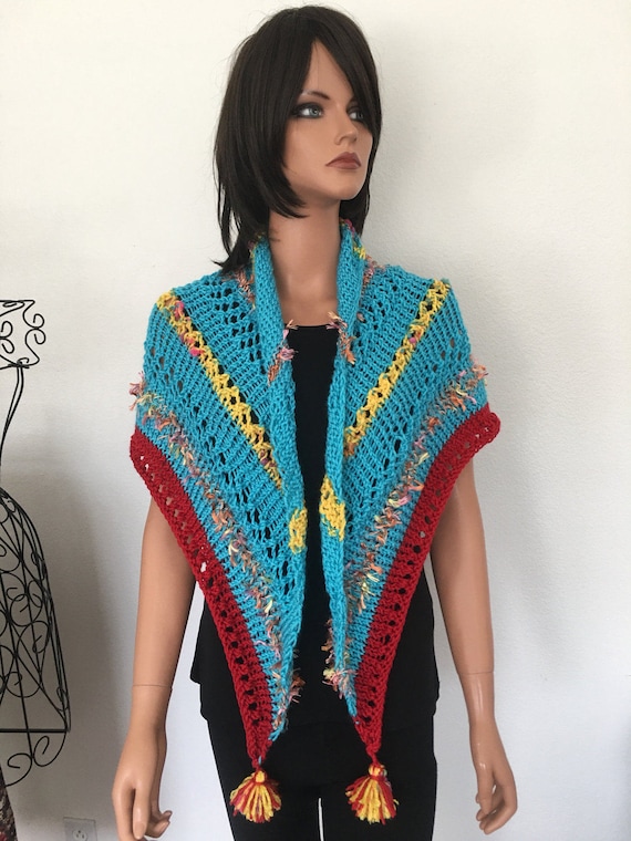 Hand Knits 2 Love Shawl Wrap Triangle Cowl Designer Fashion  display picture 3