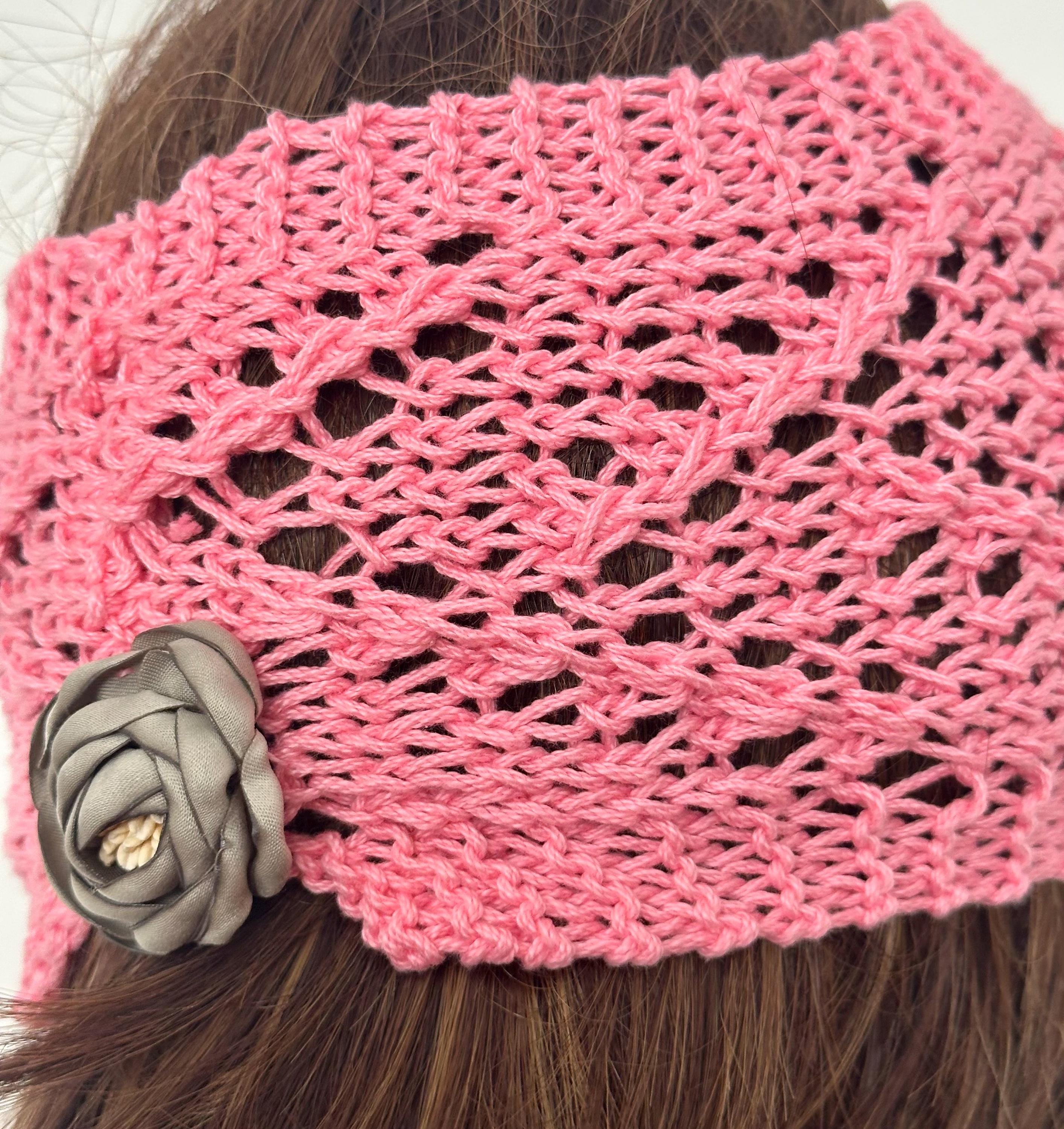 Hand Knits 2 Love Bandana Headband Turban Headwrap Pink Shine Bow Designer Hip Hand Knits 2 Love Headband Bandana Headwrap Mercerized  main image 3