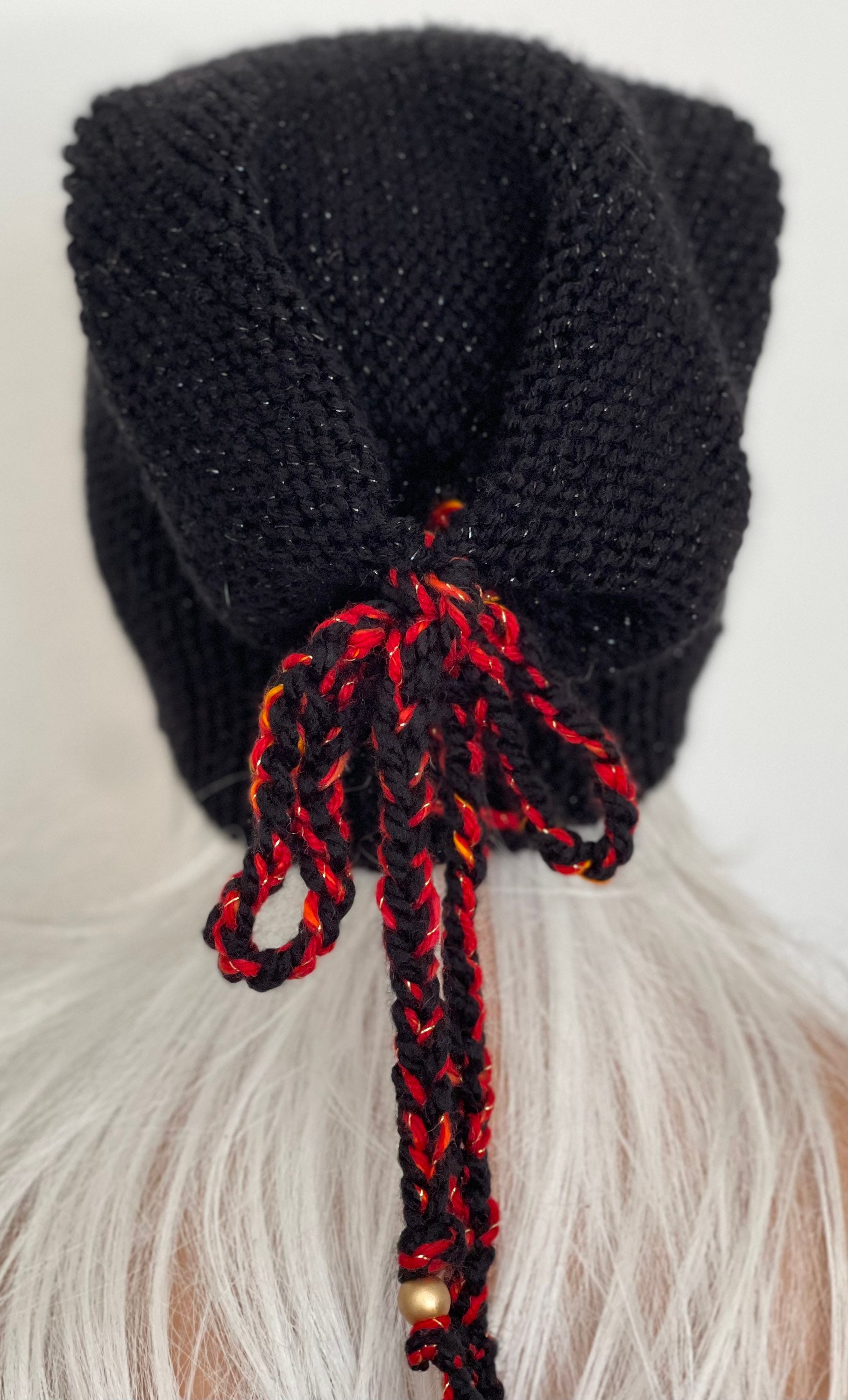 Hand Knits 2 Love Slouch Hat Cotton Flower Bead Adjustable Fit Designer Gift Hand Knits 2 Love Slouch Beanie Cap Hat Designer Original  main image 3