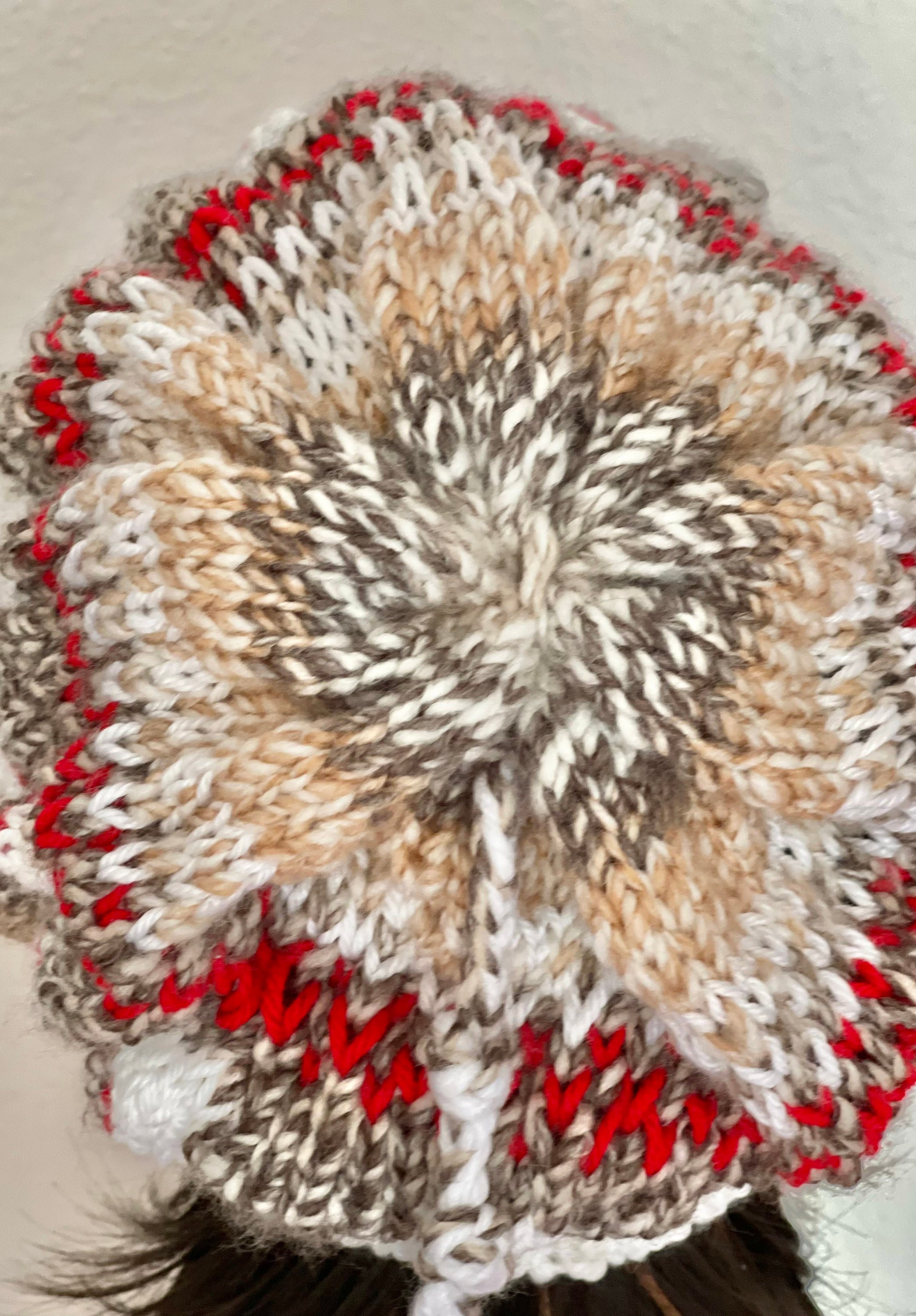 Hand Knits 2 Love Slouch Beanie Hat Cap Fair-isle Faux Fur 