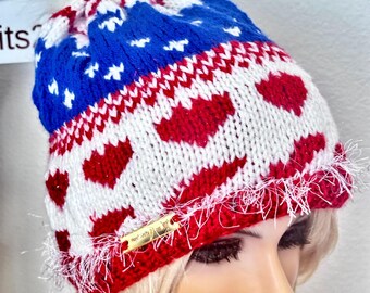 Hand Knits 2 Love Slouch Beanie Hat Tassels Designer Fair-isle Versatile Gift Hand Knits 2 Love Slouch Beanie Hat Tam Tassels Designer  main image 3