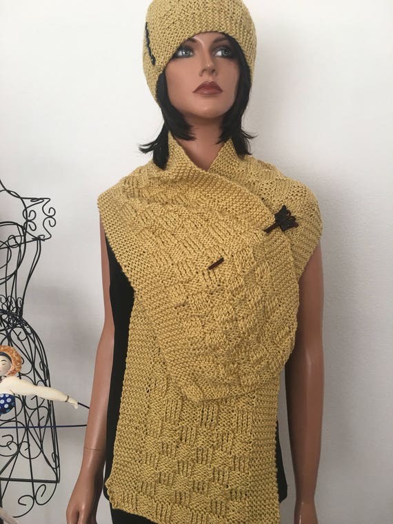 Hand Knits 2 Love Hat Shawl Set Beanie Cap Slouch Scsrf  display picture 1