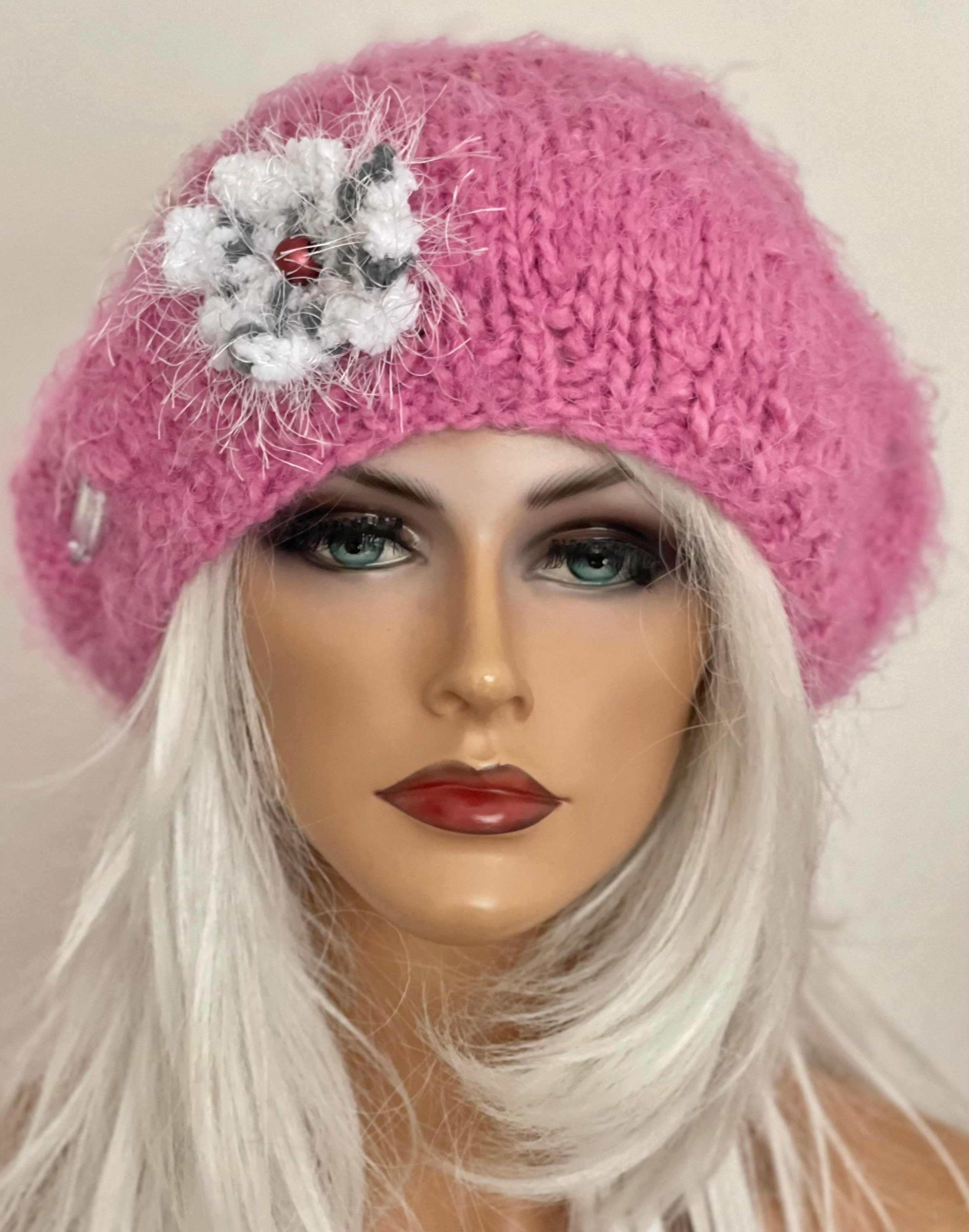 Hand Knits 2 Love Slouch Beanie Hat Cap Chemo Flower Bead  display picture 1