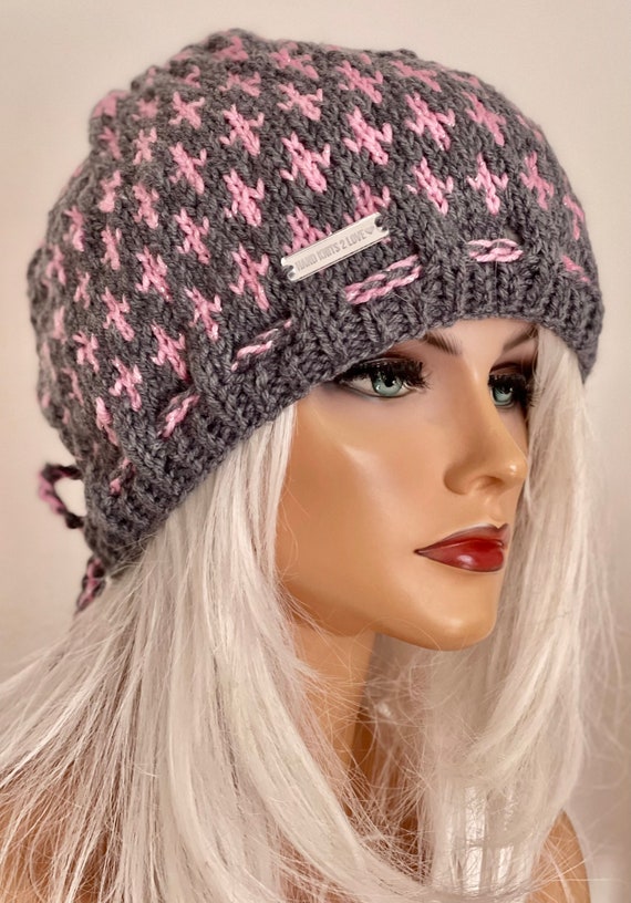 Hand Knits 2 Love Beanie Hat Cap Fair-isle Designer Fashion  display picture 3
