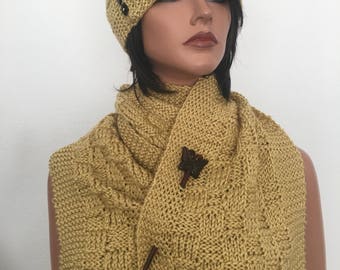 Hand Knits 2 Love Hat Shawl Set Beanie Cap Slouch Scsrf  display picture 3