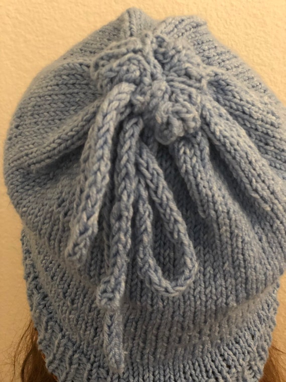 Hand Knits 2 Love Beanie Hat Cap Reversible Soft Hand Knits 2 Love Beanie Reversible Two Sided Two Ply Ties  main image 3