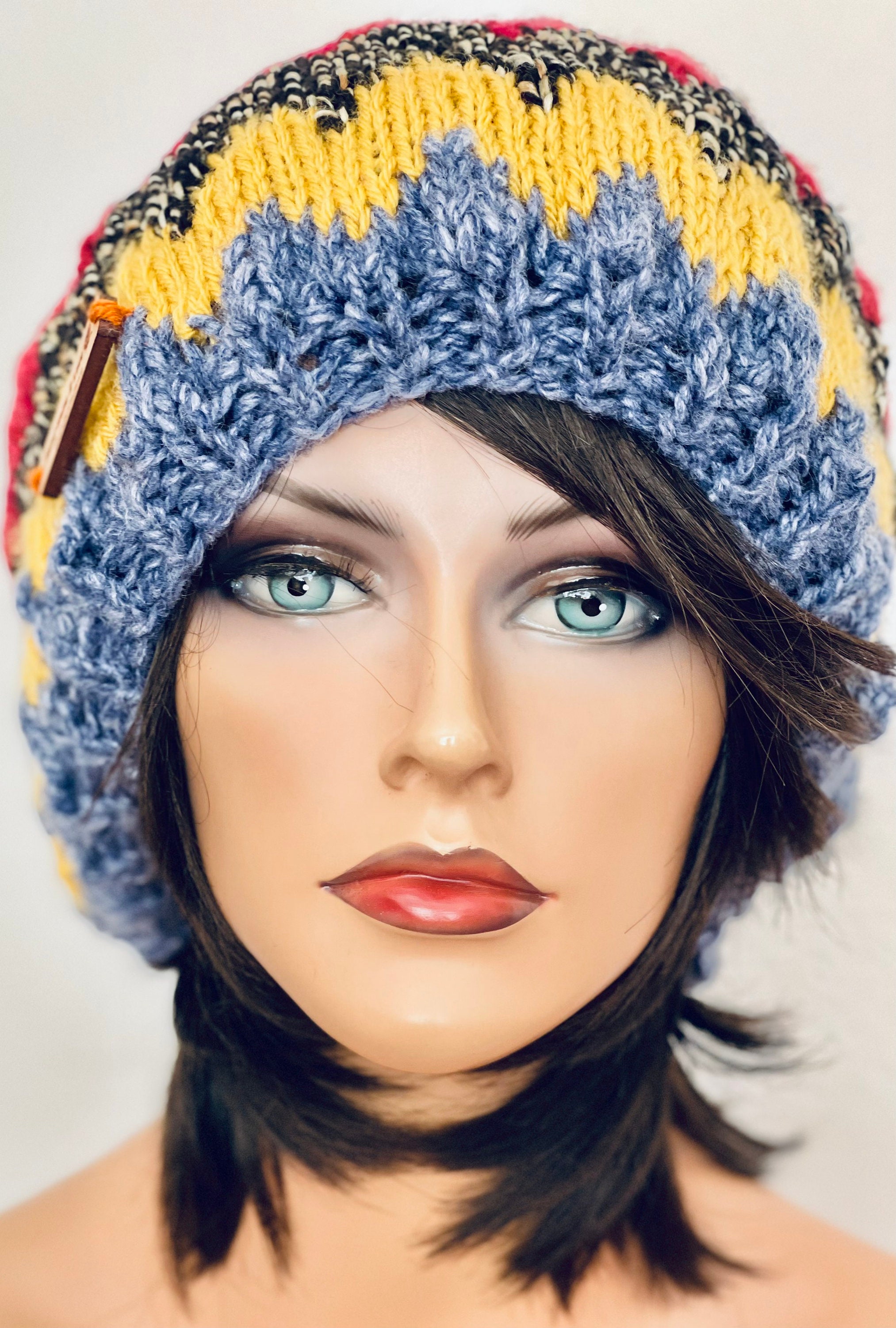 Hand Knits 2 Love Slouch Hat Beanie Cap Tam Fair-isle Faux  display picture 3