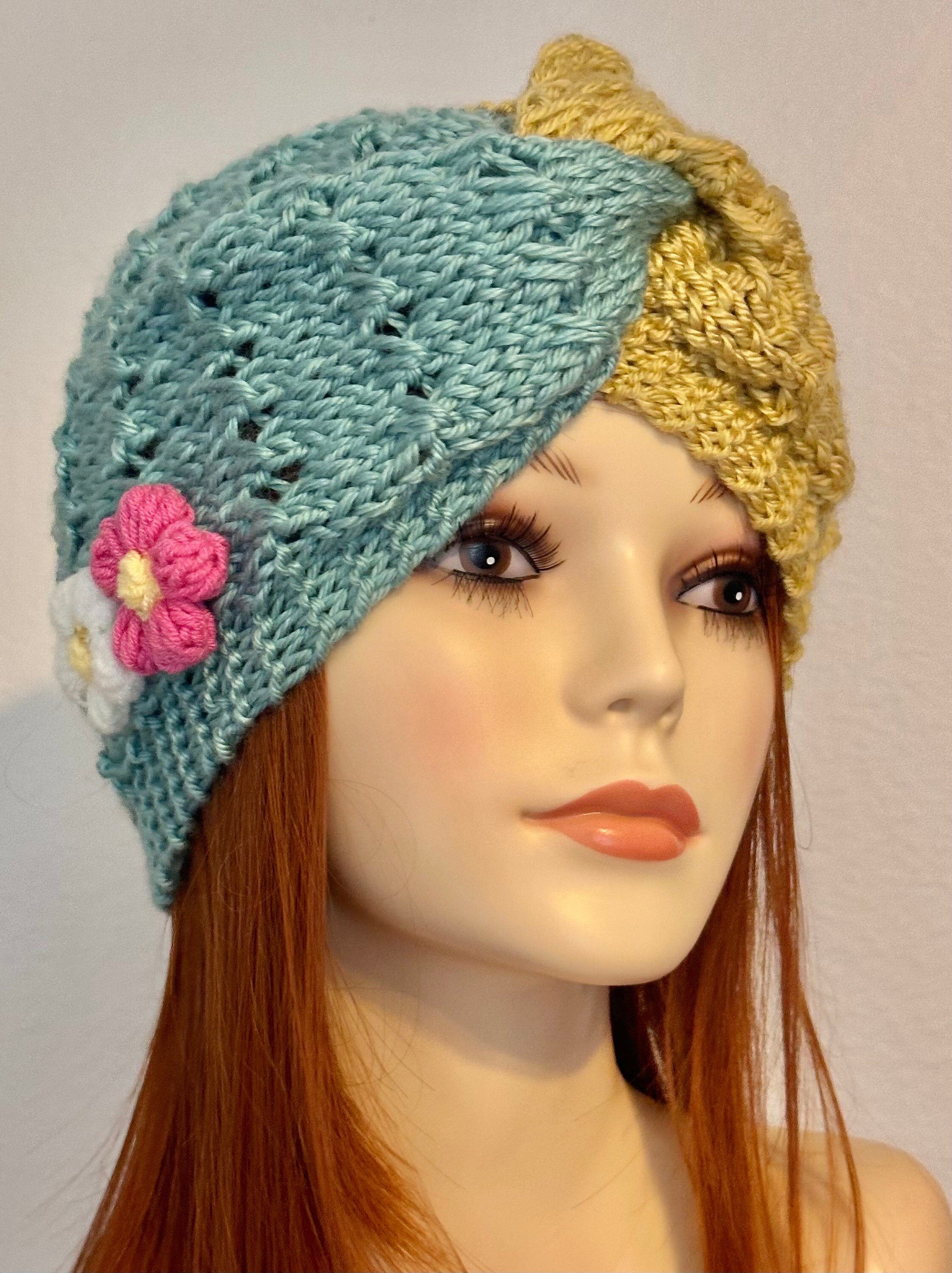 Hand Knits 2 Love Headband Bandana Headwrap Turban Lace Flower Designer Romantic Hand Knits 2 Love Headband Bandana Headwrap Flower Lace  main image 2