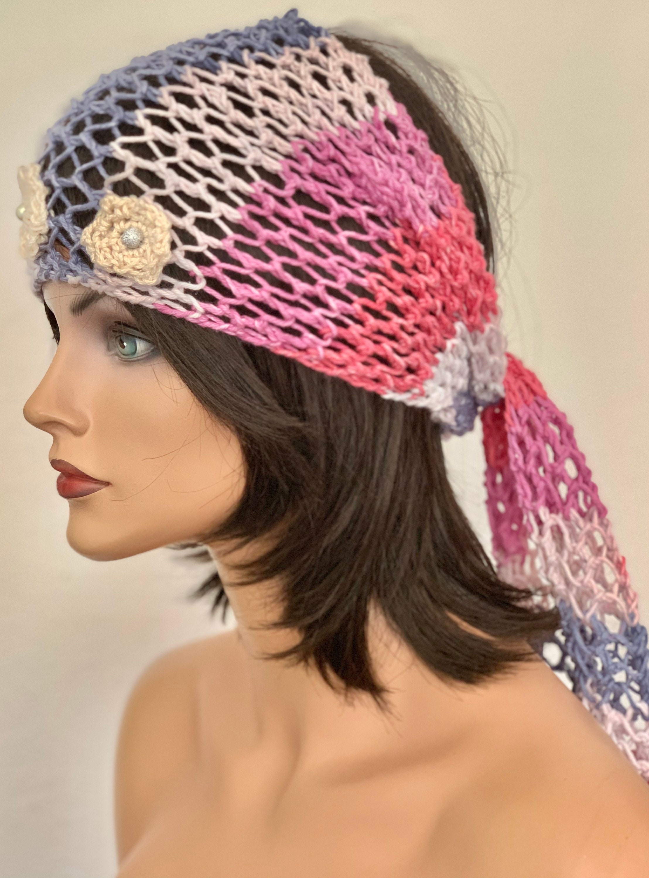 Hand Knits 2 Love Cotton Headband Bandana Heardwrap Cowl Designer Hip Multicolor Hand Knits 2 Love Cotton Bandana Scarf Headband Cap  main image 3