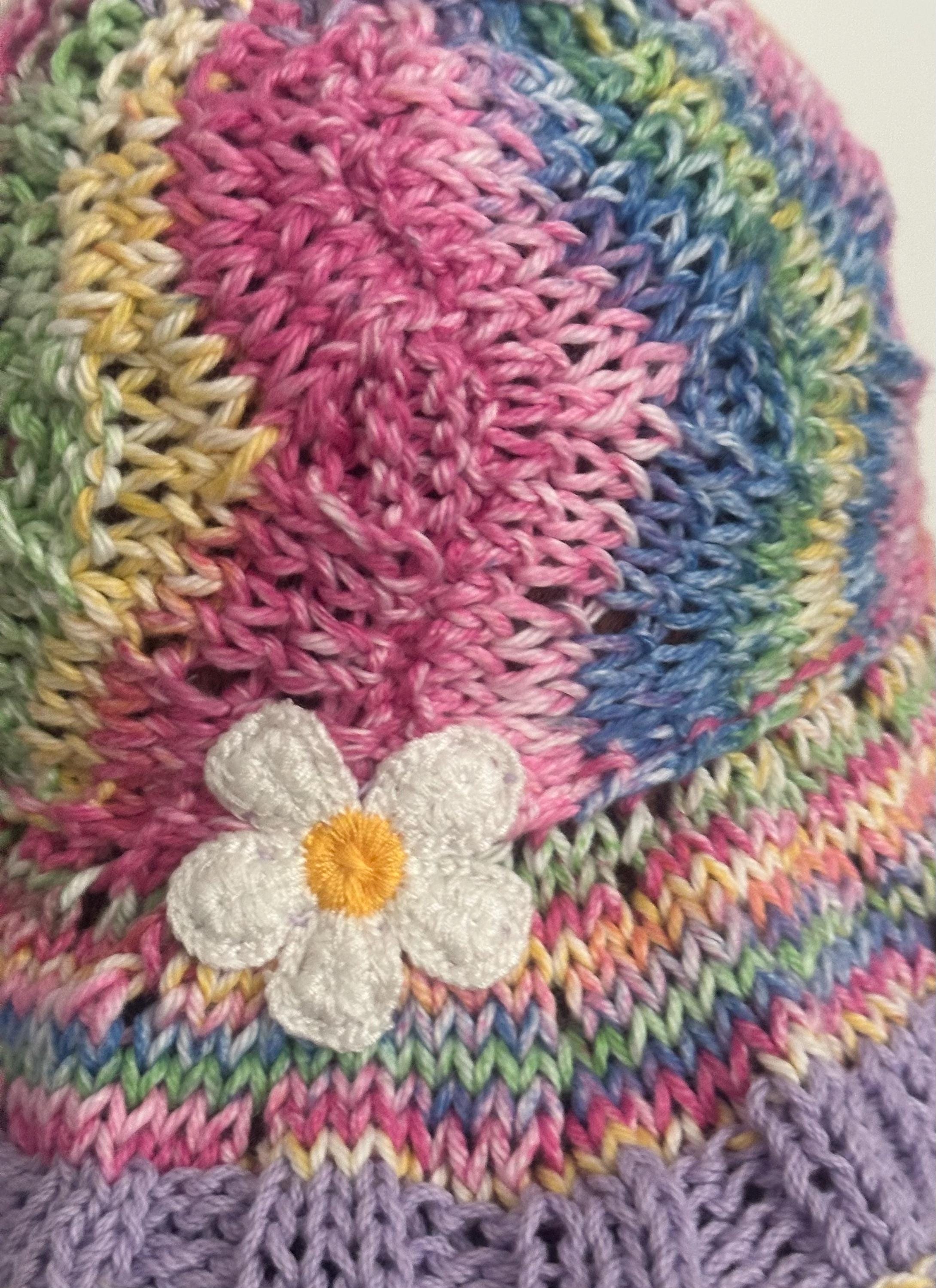 Hand Knits 2 Love Cotton Brim Hat Flower Lace Designer Teal Off White Gift chic Hand Knits 2 Love Cotton Brim Hat Flower Lace Bead Designer  main image 4