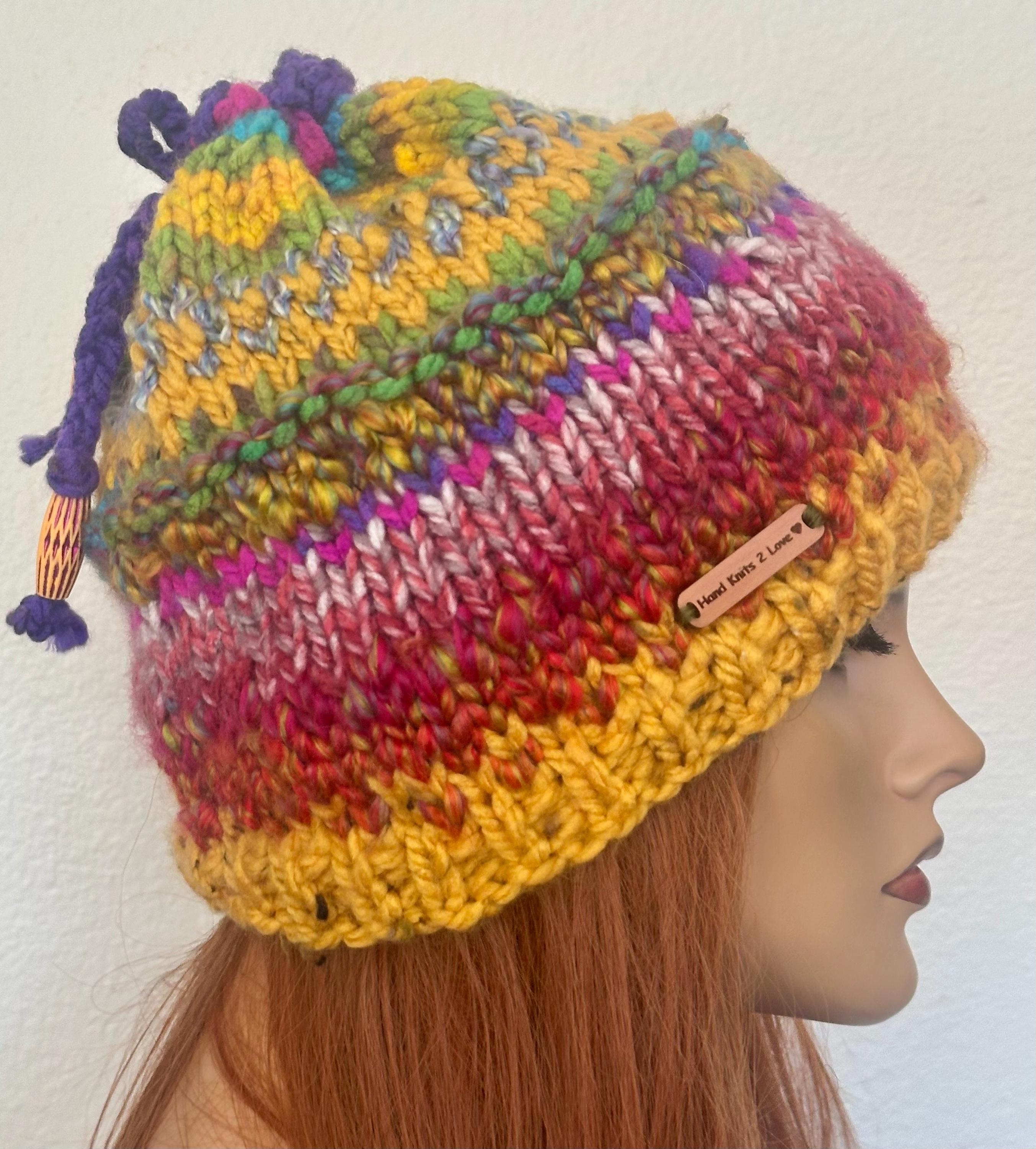 Hand Knits 2 Love Slouch Neck-warmer Beanie Cap Hearts Fair-isle Beads Designer Free Easy Red Heart Favorite Fair Isle Hat Knitting Pattern  main image 2