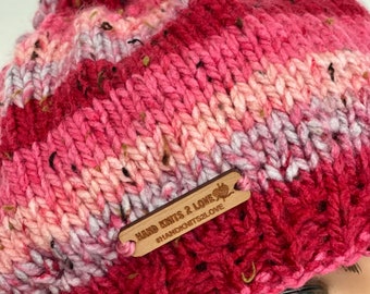 Hand Knits 2 Love Slouch Hat Beanie Cap Tassels Designer  display picture 1