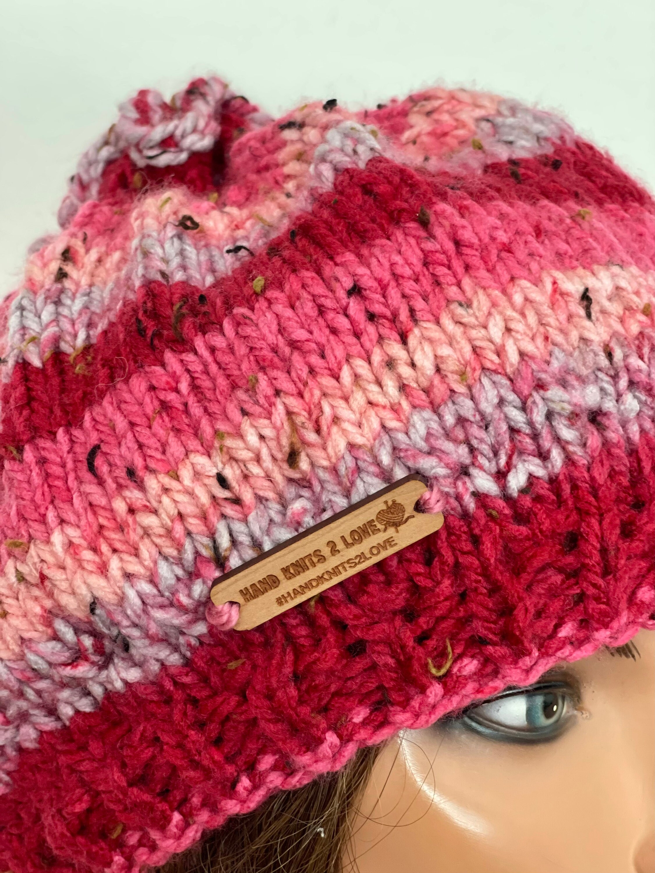 Hand Knits 2 Love Slouch Beanie Hat Cap Ombré Tweed Pink Beads Designer Warm Hip Robin beanie – Sari Nordlund main image 4