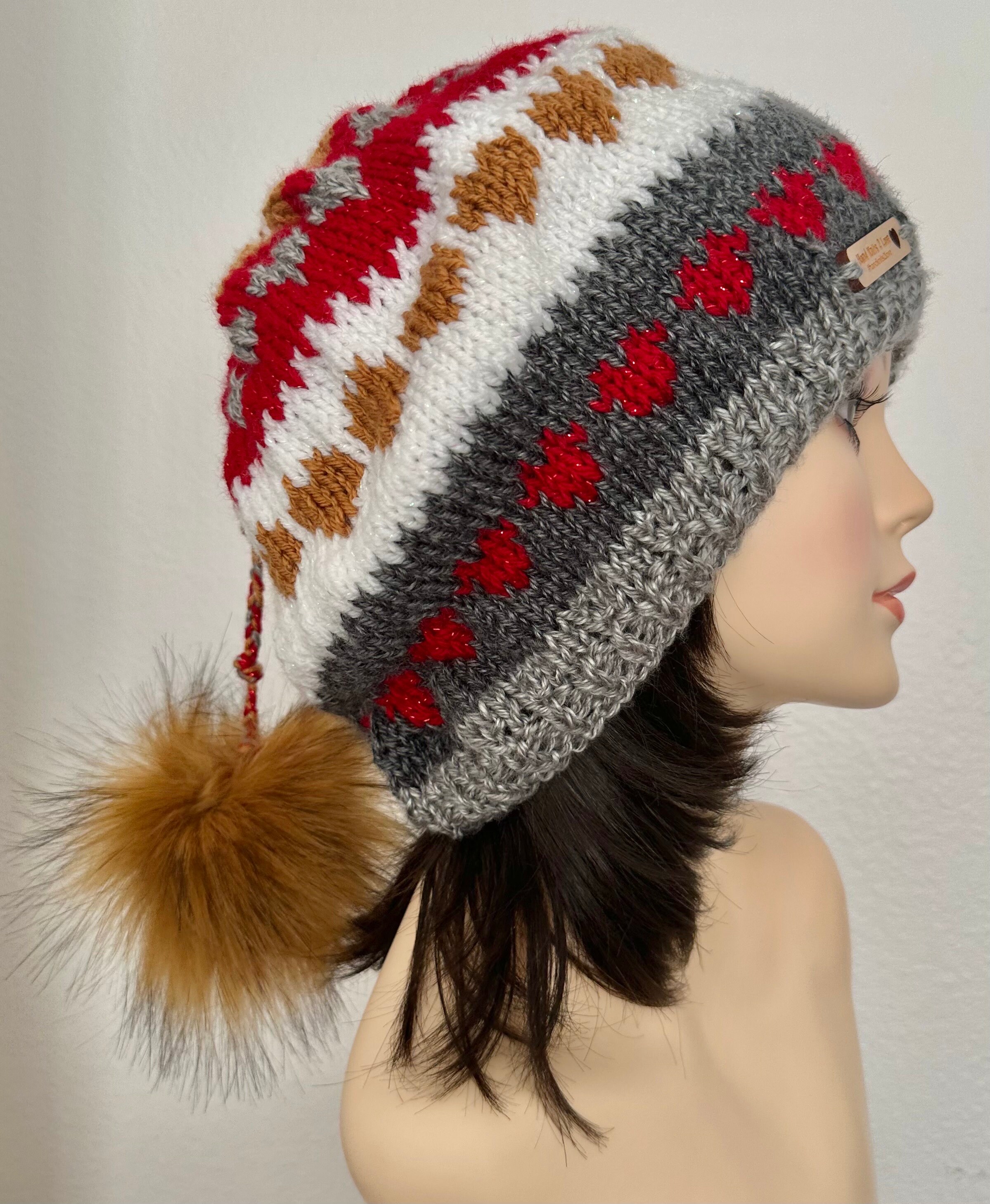 Hand Knits 2 Love Hat Slouch Beanie Beret Cap Designer  display picture 1