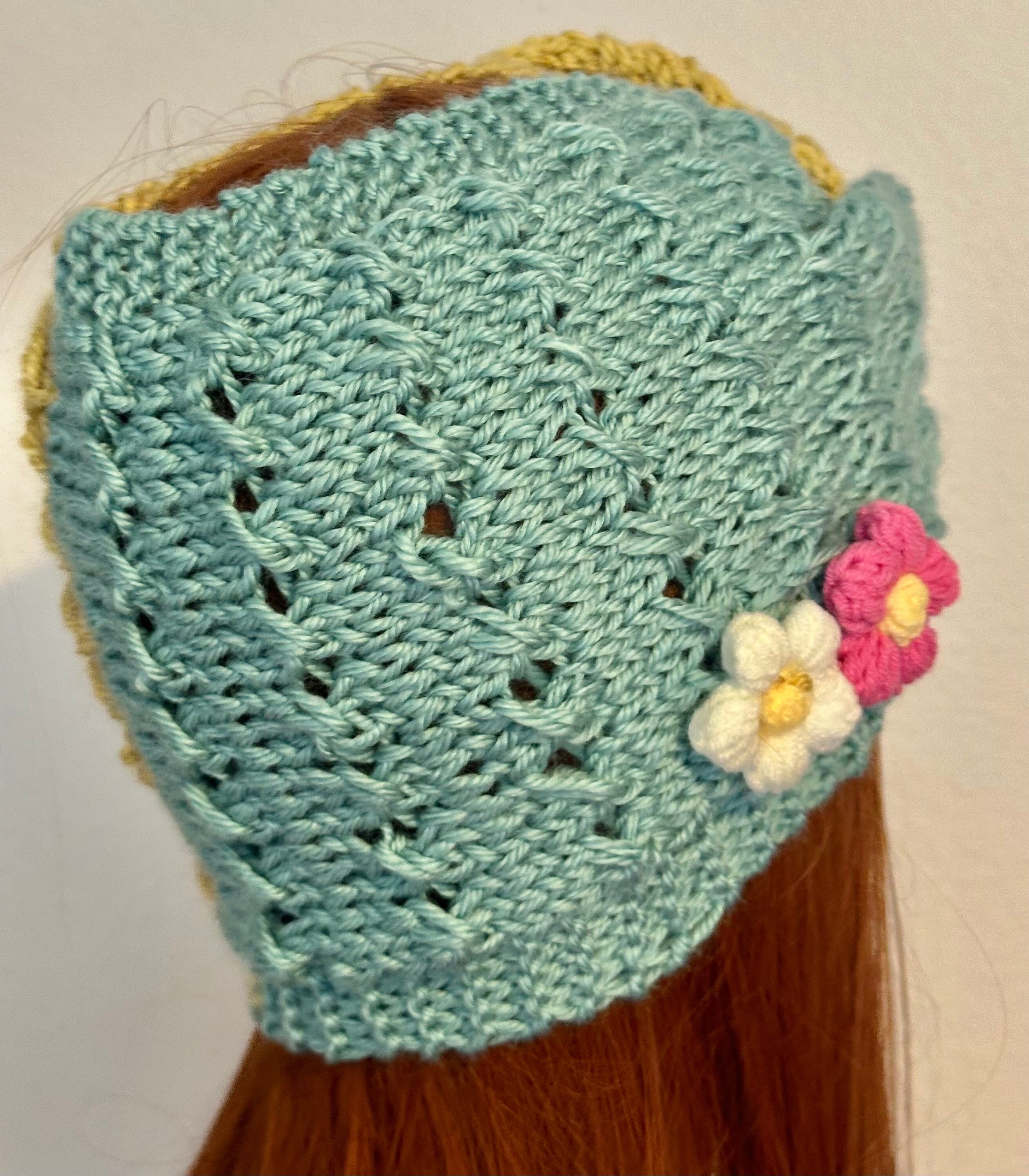 Hand Knits 2 Love Headband Bandana Headwrap Flowers Lacey 