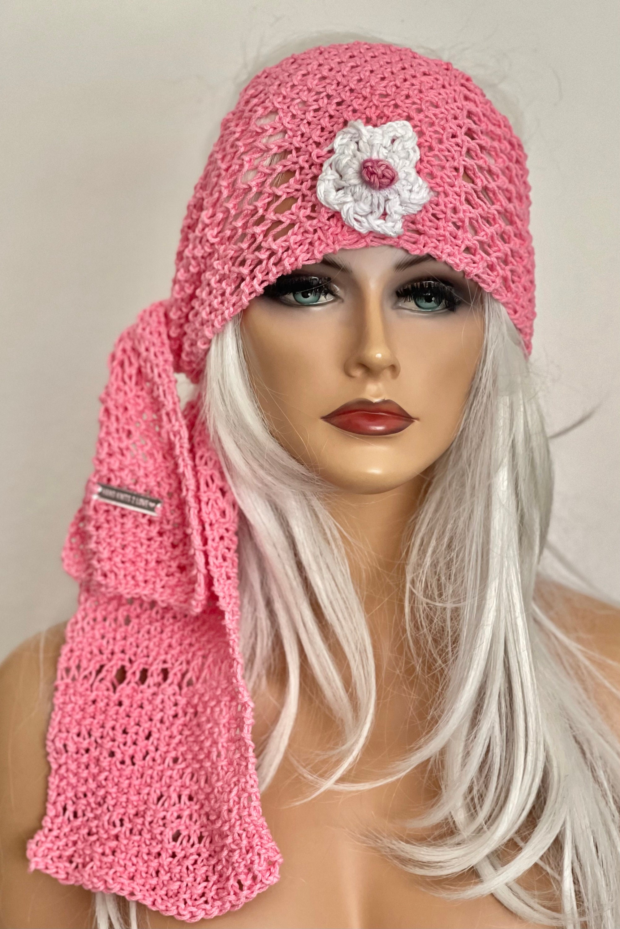 Hand Knits 2 Love Bandana Headband Turban Headwrap Pink Shine Bow Designer Hip Hand Knits 2 Love Cotton Headband Headwrap Bandana Turban  main image 4