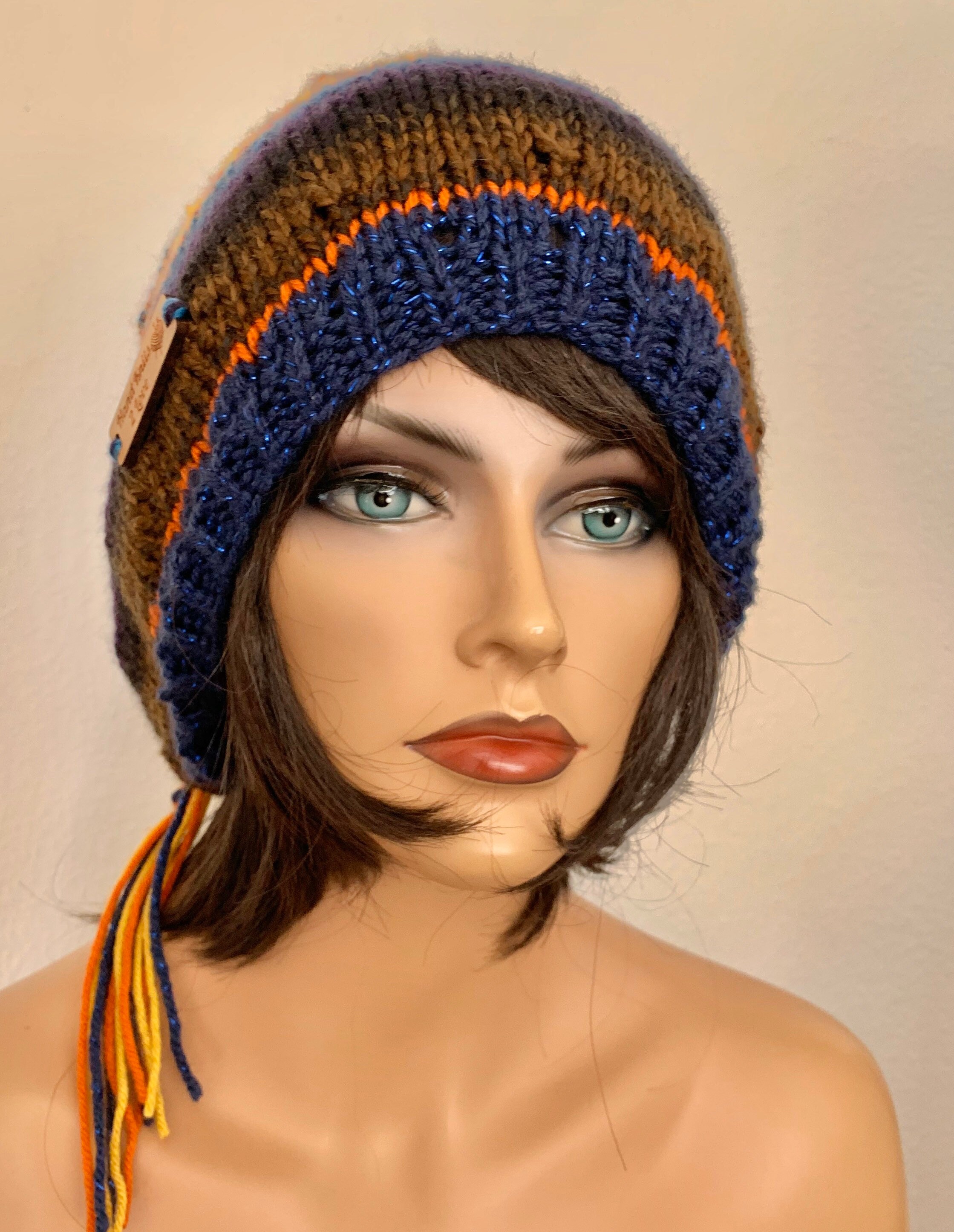 Hand Knits 2 Love Slouch Beanie Hat Cap Tam Fair-isle Decorative Bad Tassel Boho Hand Knits 2 Love Slouc Hat Tam Beanie Roomy Fair-isle  main image 2